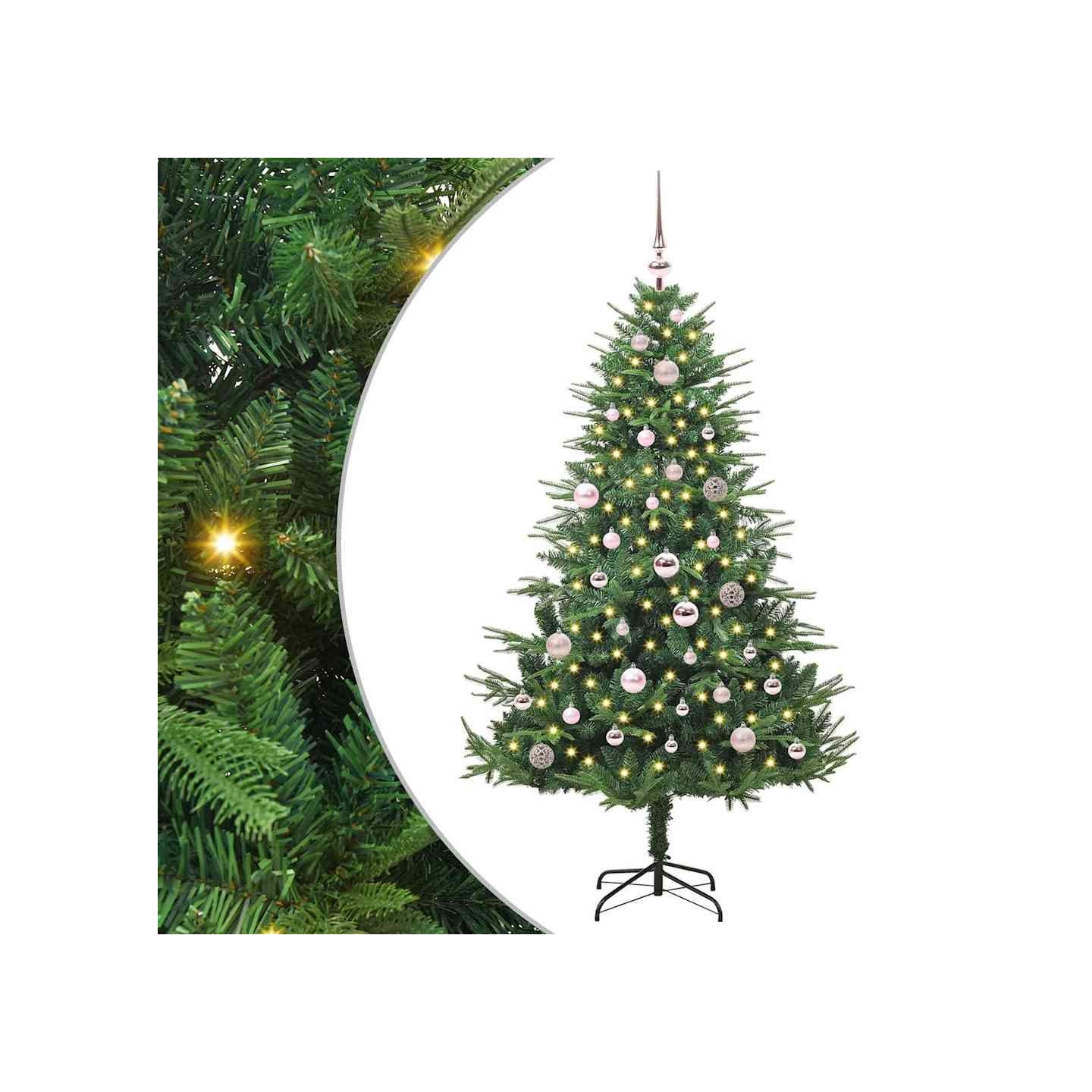 Arbre de Noël artificiel pré-éclairé avec ensemble de boules
