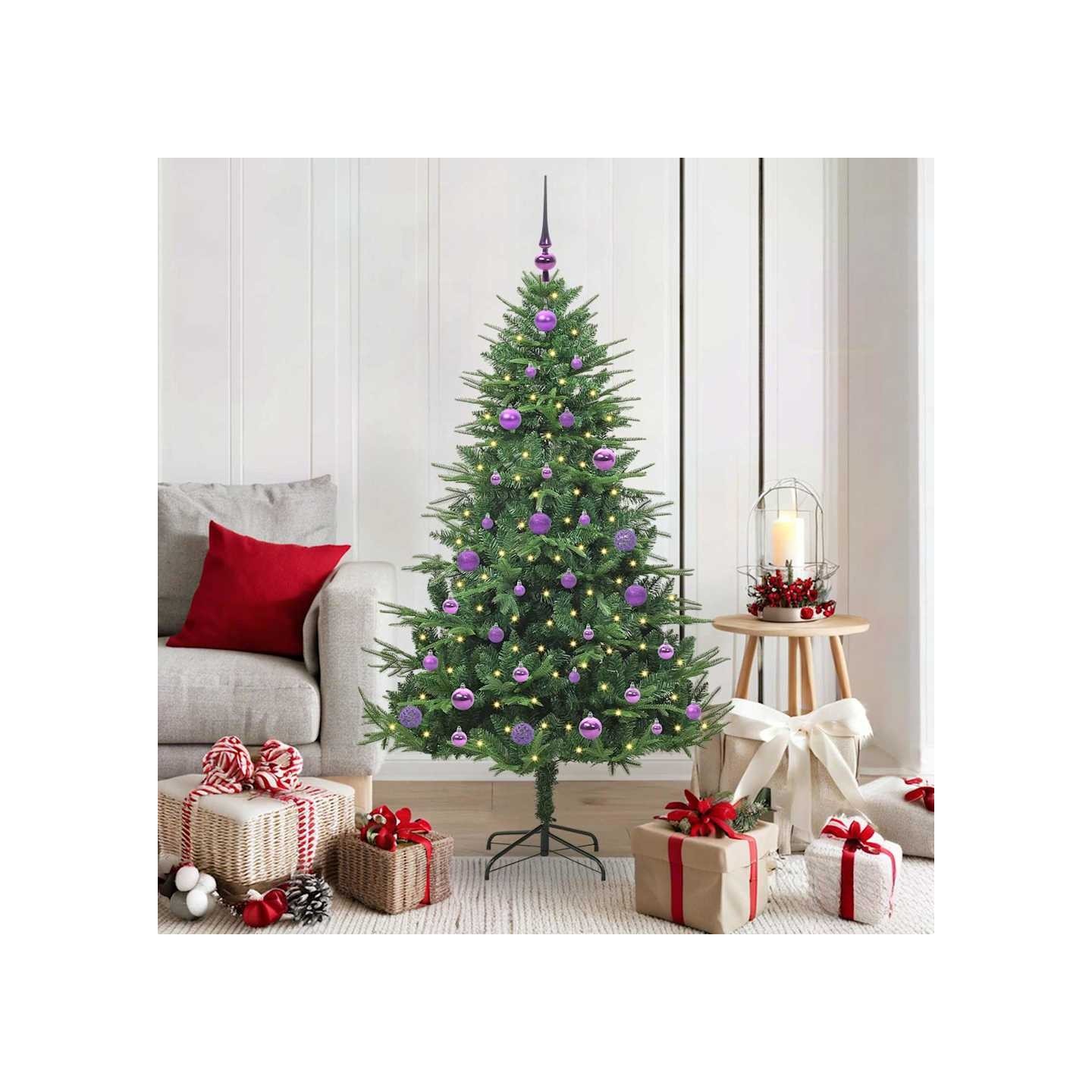 Arbre de Noël artificiel pré-éclairé avec ensemble de boules