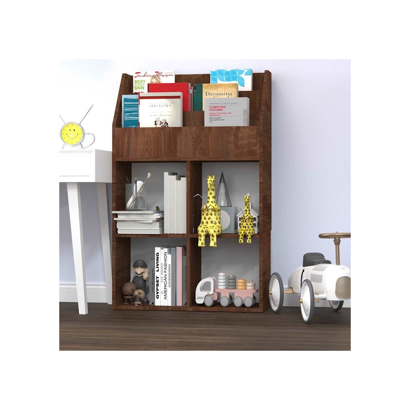 Porte-revue pour enfants Chêne marron 71x30x114 cm
