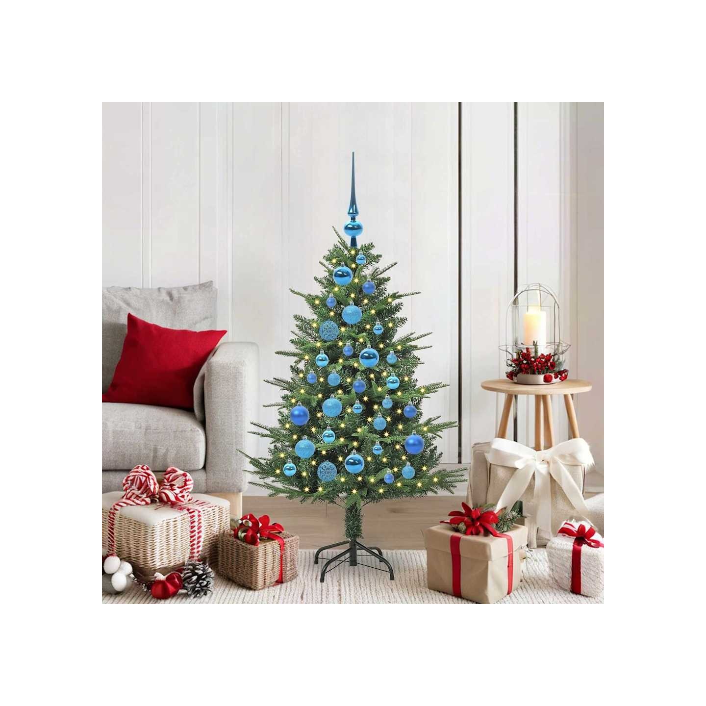Arbre de Noël artificiel pré-éclairé avec ensemble de boules