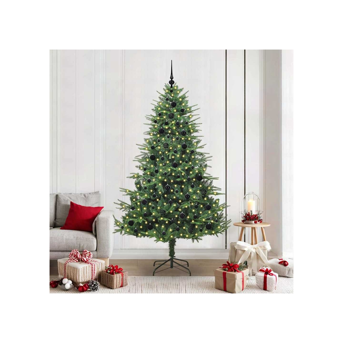 Arbre de Noël artificiel pré-éclairé avec ensemble de boules