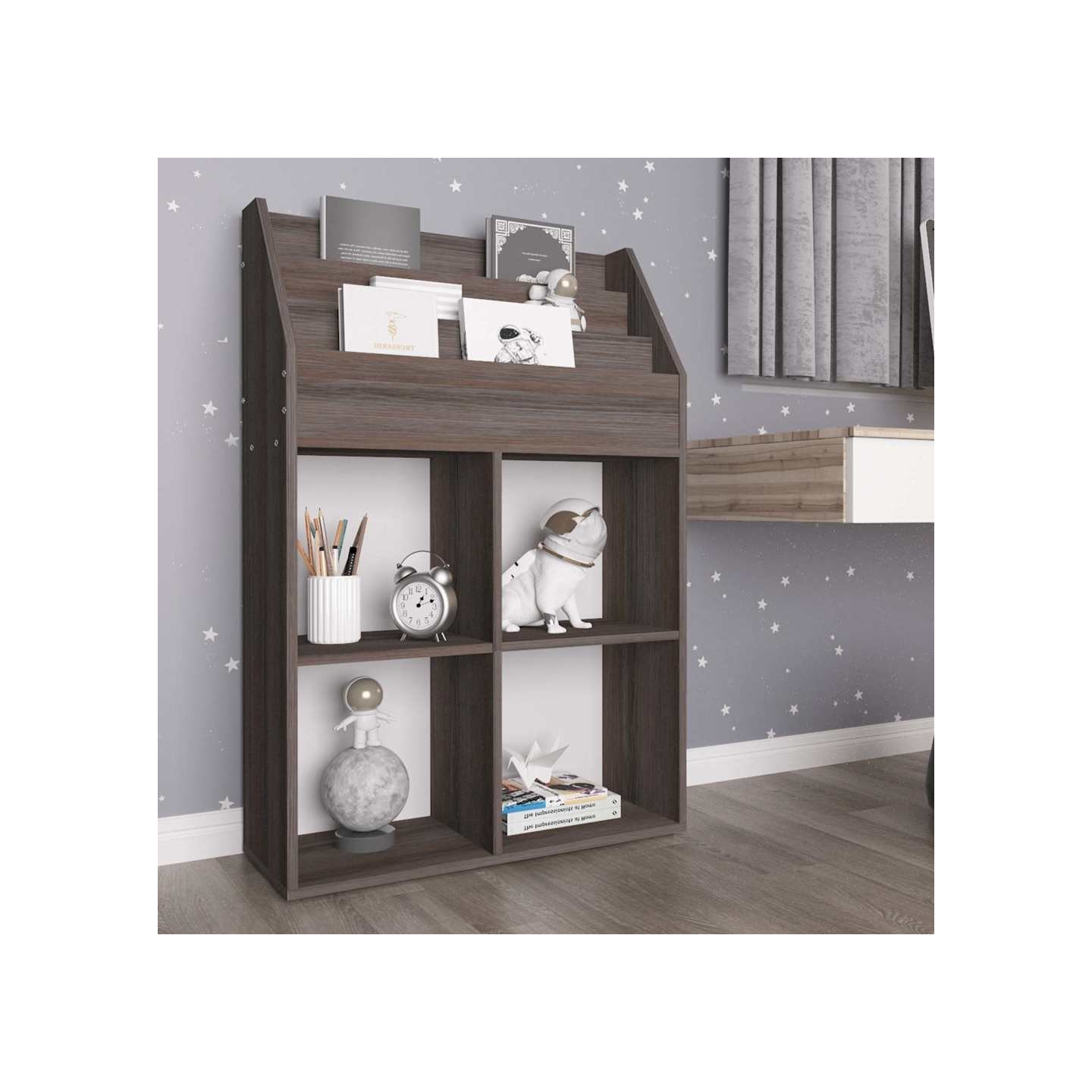 Porte-revue pour enfants Gris et chêne sonoma Bois d'ingénierie