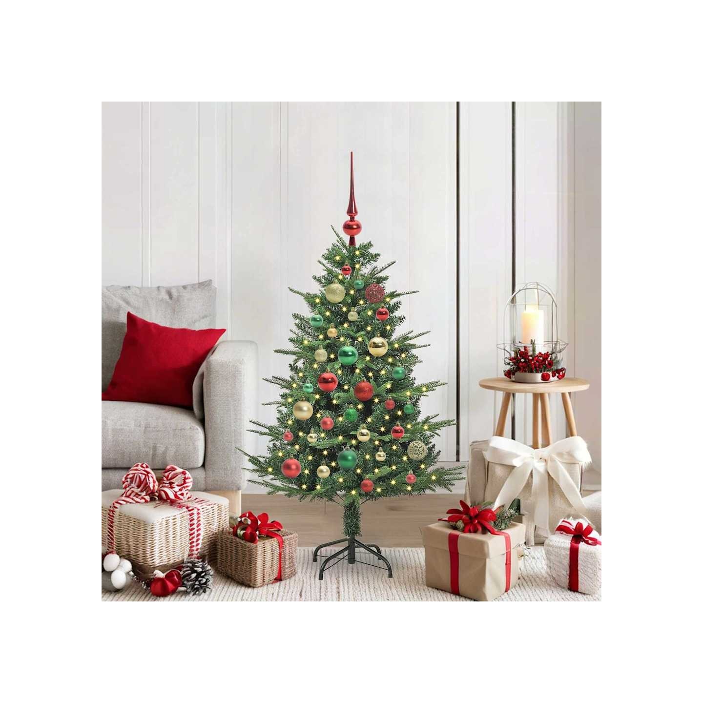 Arbre de Noël artificiel pré-éclairé avec ensemble de boules