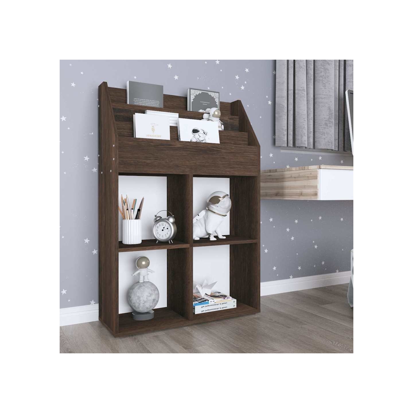 Porte-revue pour enfants Chêne fumé 71x30x114cm Bois ingénierie