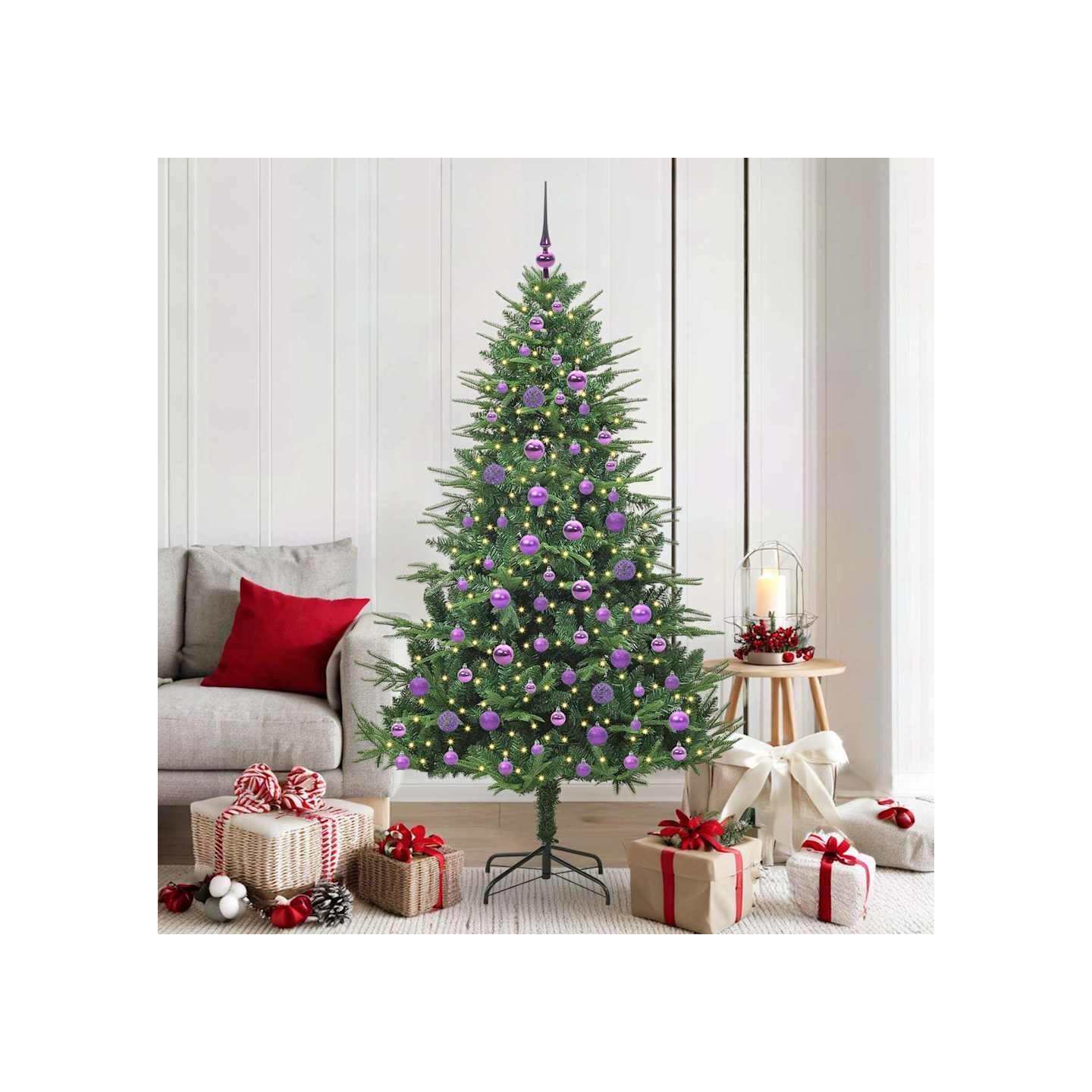 Arbre de Noël artificiel pré-éclairé avec ensemble de boules