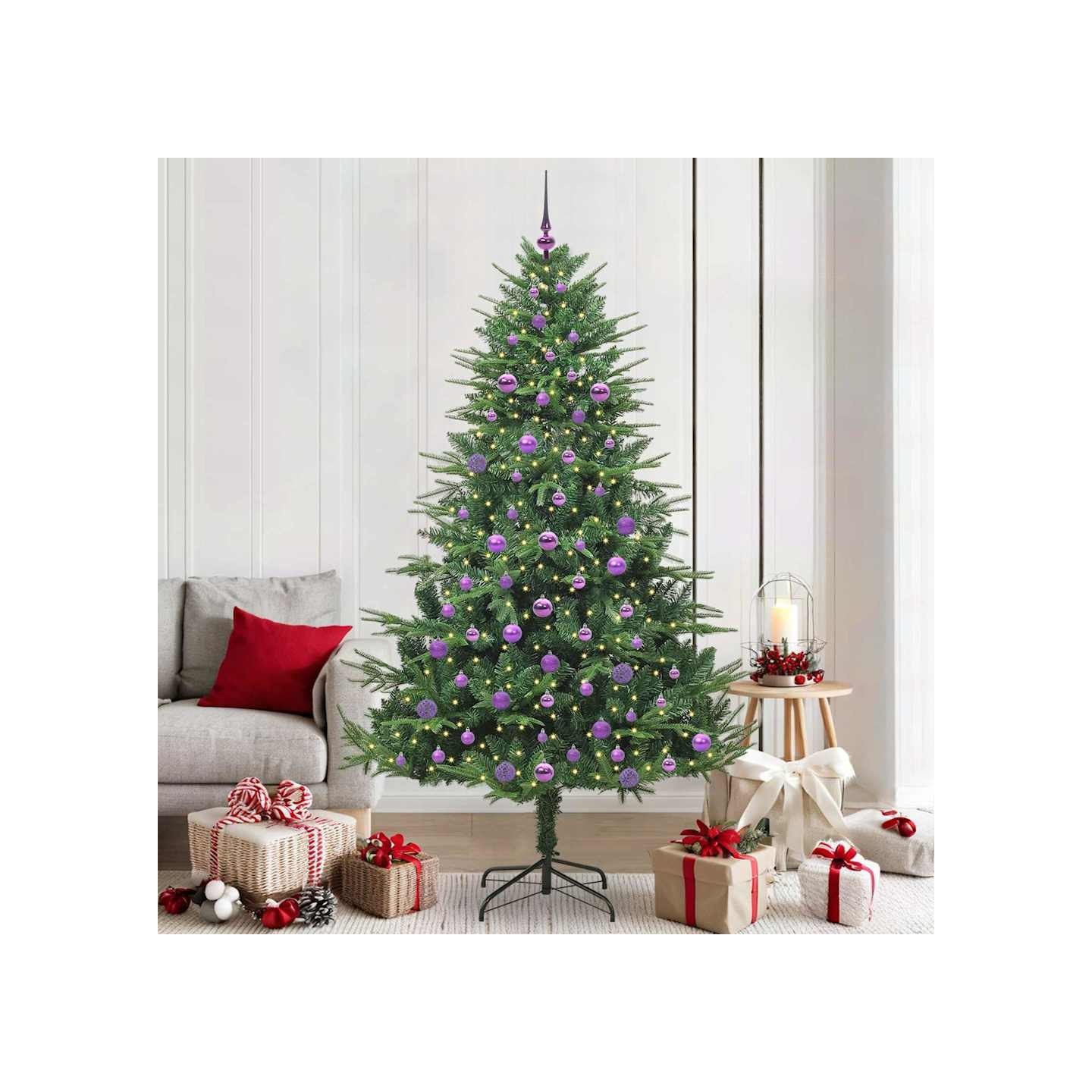Arbre de Noël artificiel pré-éclairé avec ensemble de boules