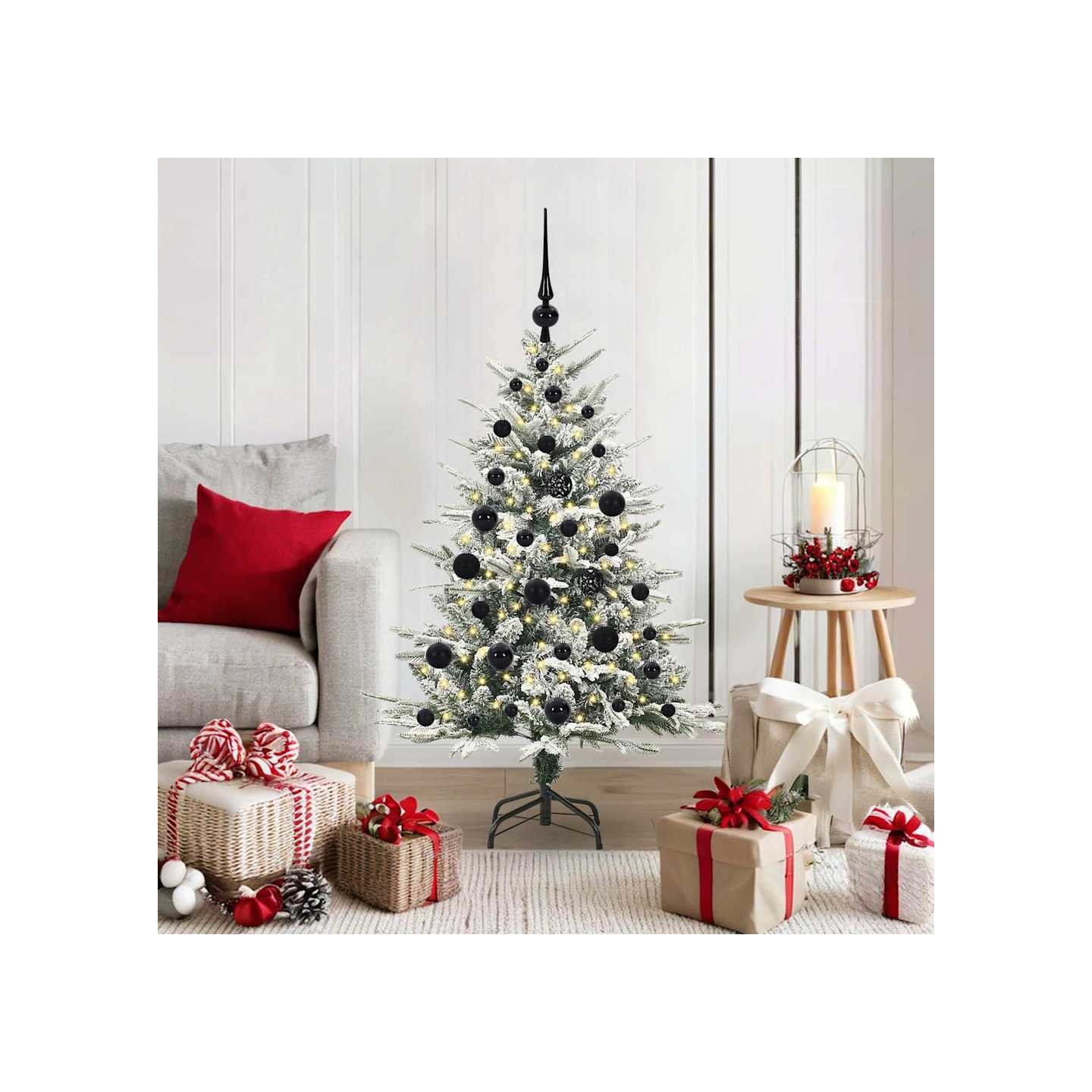 Arbre de Noël artificiel pré-éclairé avec ensemble de boules
