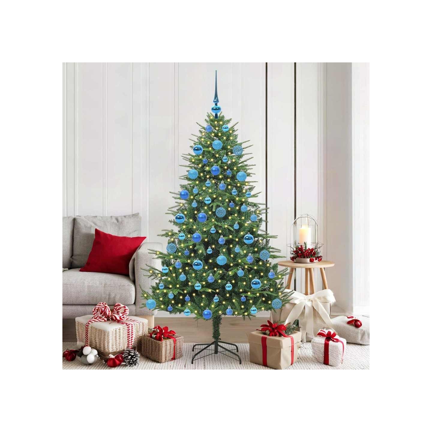Arbre de Noël artificiel pré-éclairé avec ensemble de boules