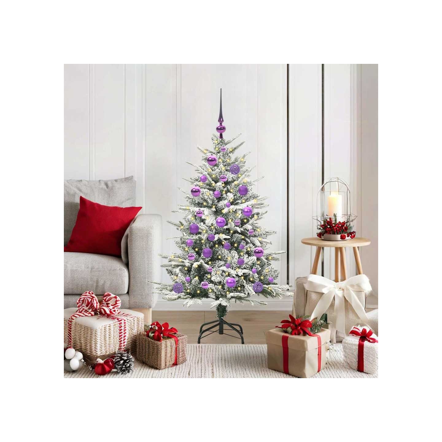 Arbre de Noël artificiel pré-éclairé avec ensemble de boules