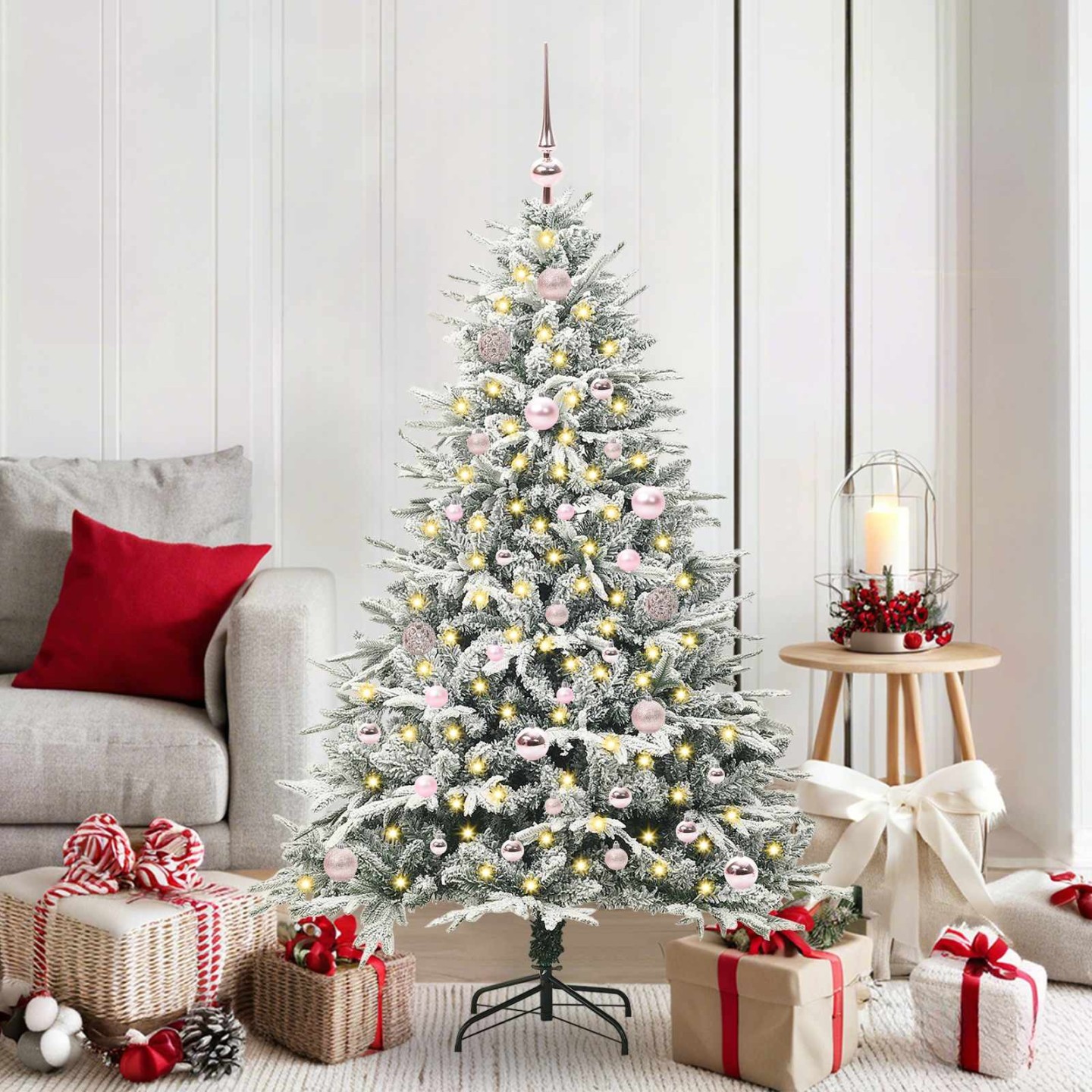 Arbre de Noël artificiel pré-éclairé avec ensemble de boules