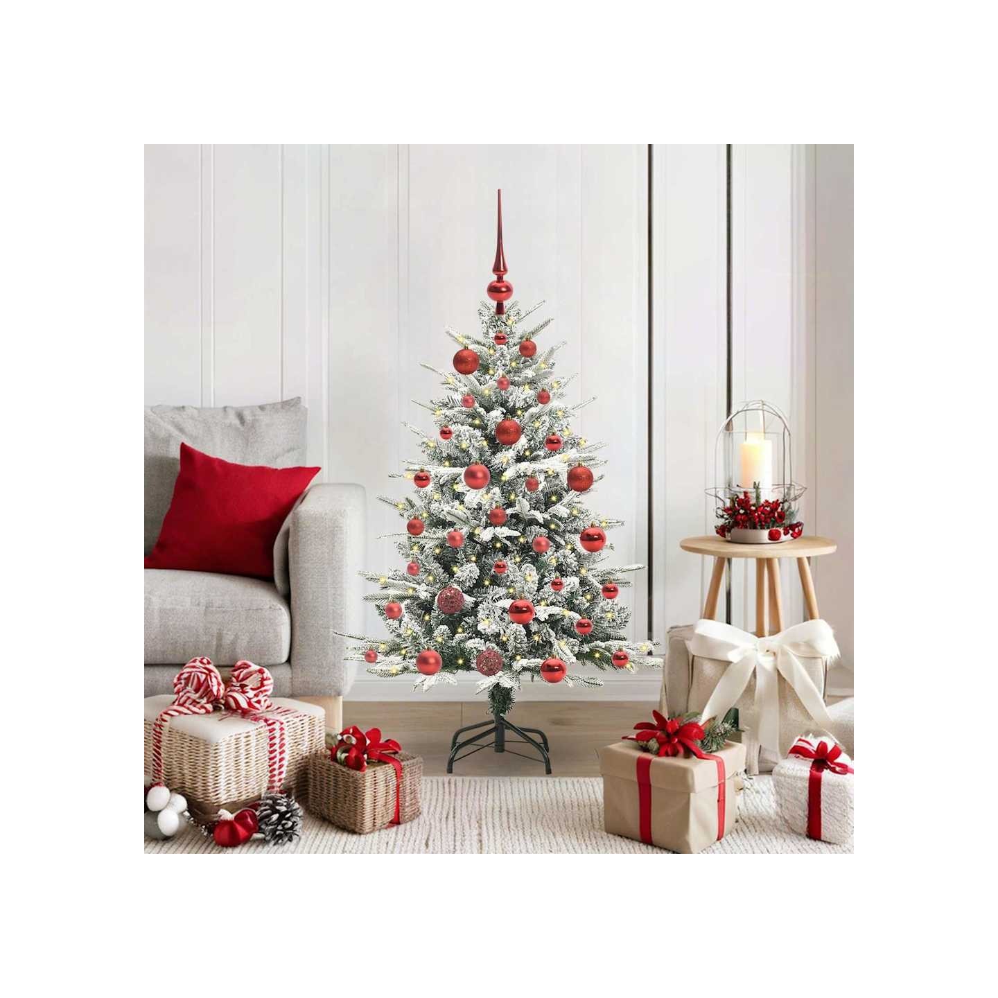 Arbre de Noël artificiel pré-éclairé avec ensemble de boules
