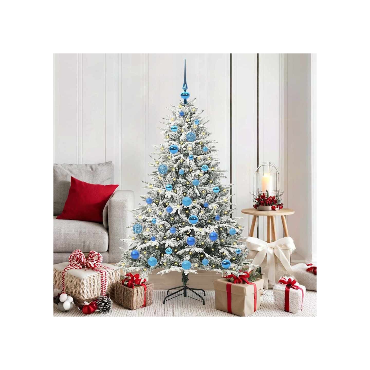 Arbre de Noël artificiel pré-éclairé avec ensemble de boules