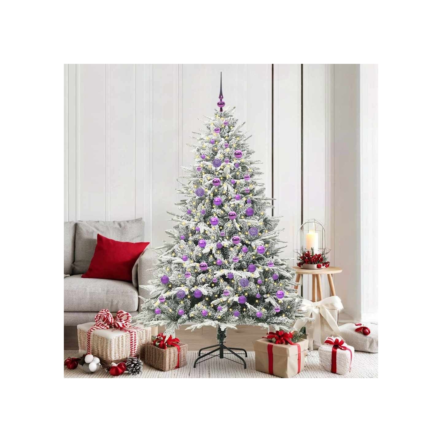 Arbre de Noël artificiel pré-éclairé avec ensemble de boules