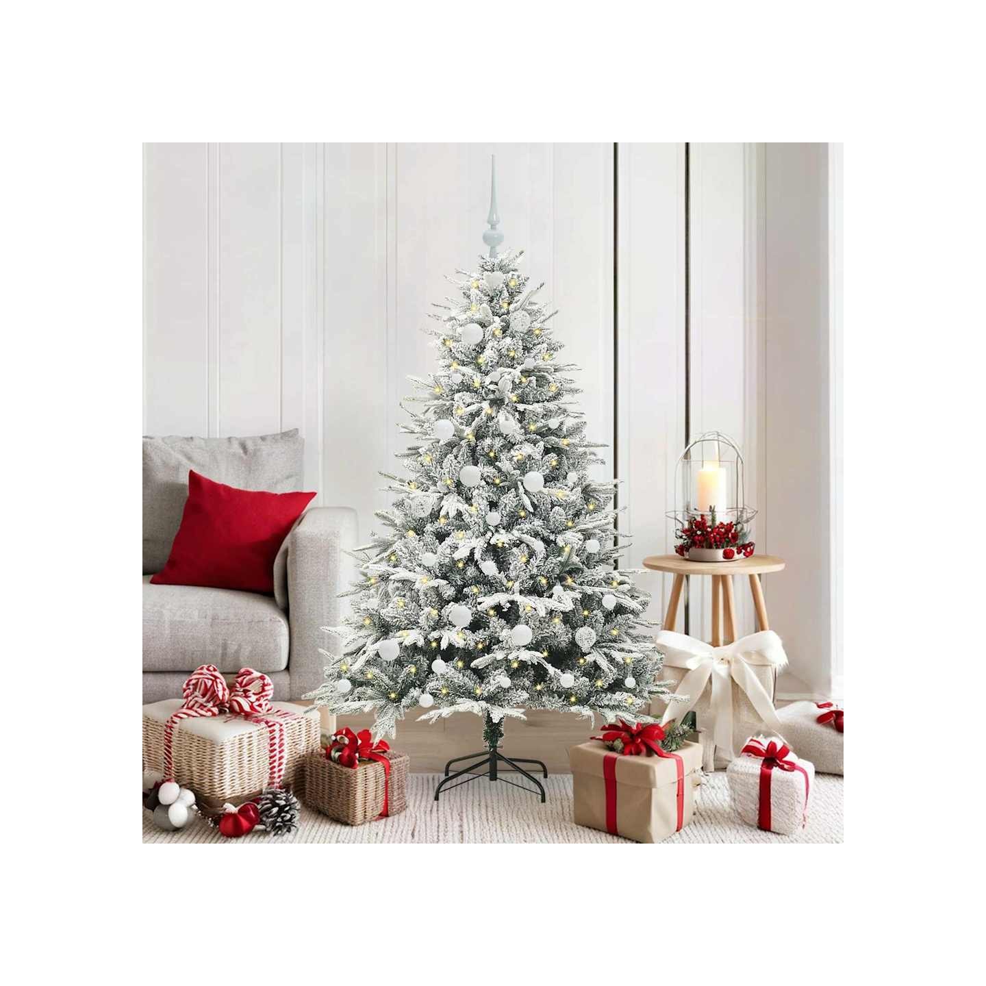 Arbre de Noël artificiel pré-éclairé avec ensemble de boules