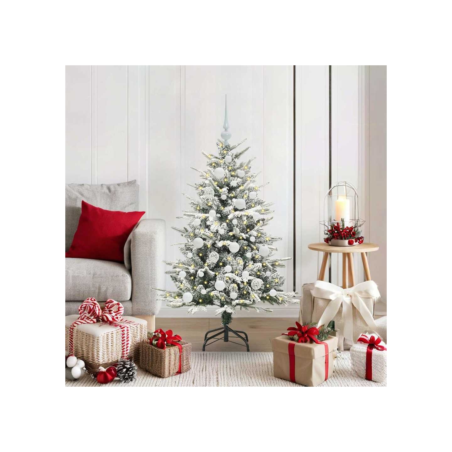 Arbre de Noël artificiel pré-éclairé avec ensemble de boules