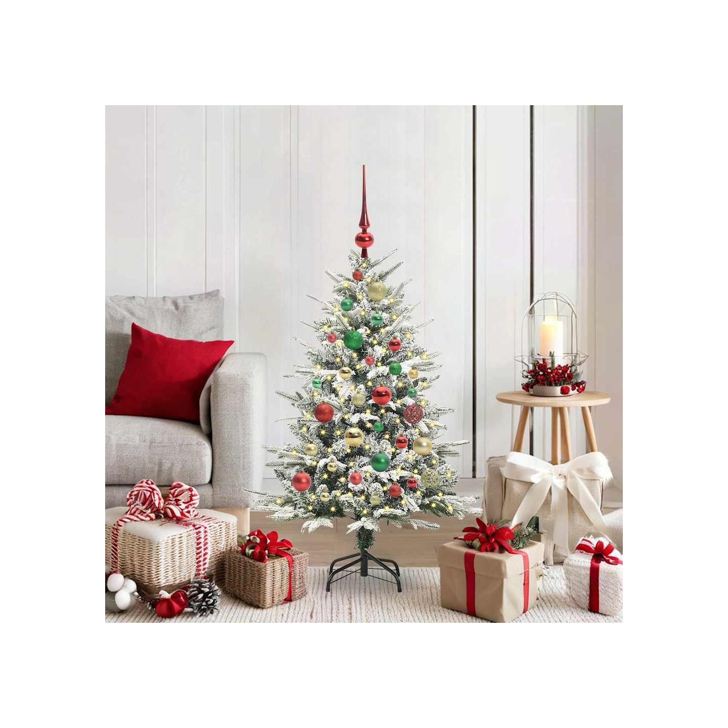 Arbre de Noël artificiel pré-éclairé avec ensemble de boules