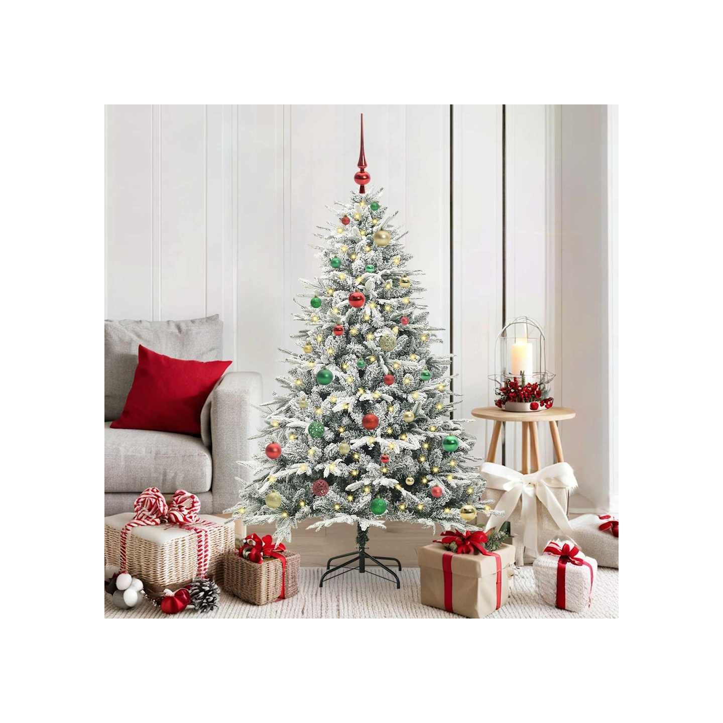 Arbre de Noël artificiel pré-éclairé avec ensemble de boules