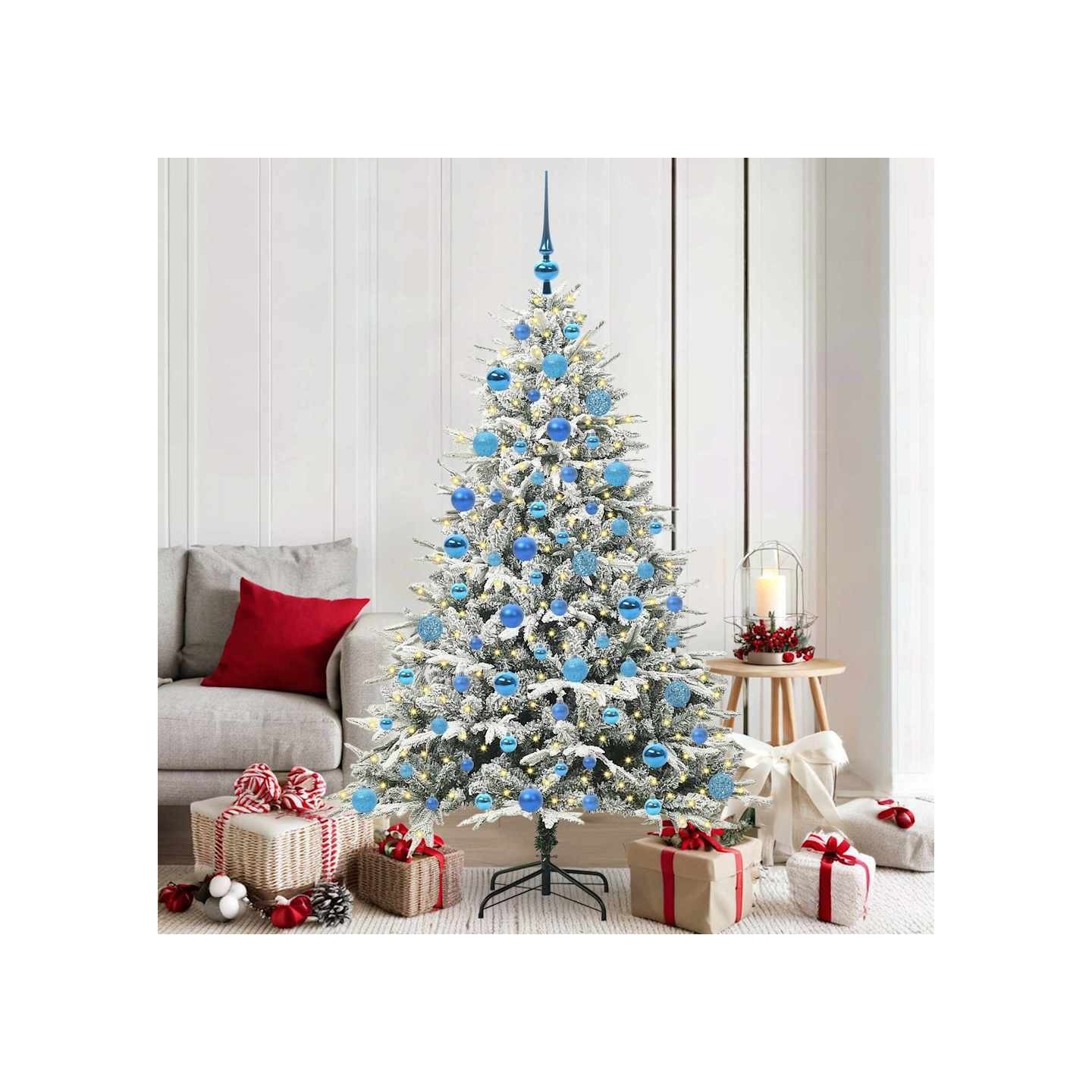 Arbre de Noël artificiel pré-éclairé avec ensemble de boules