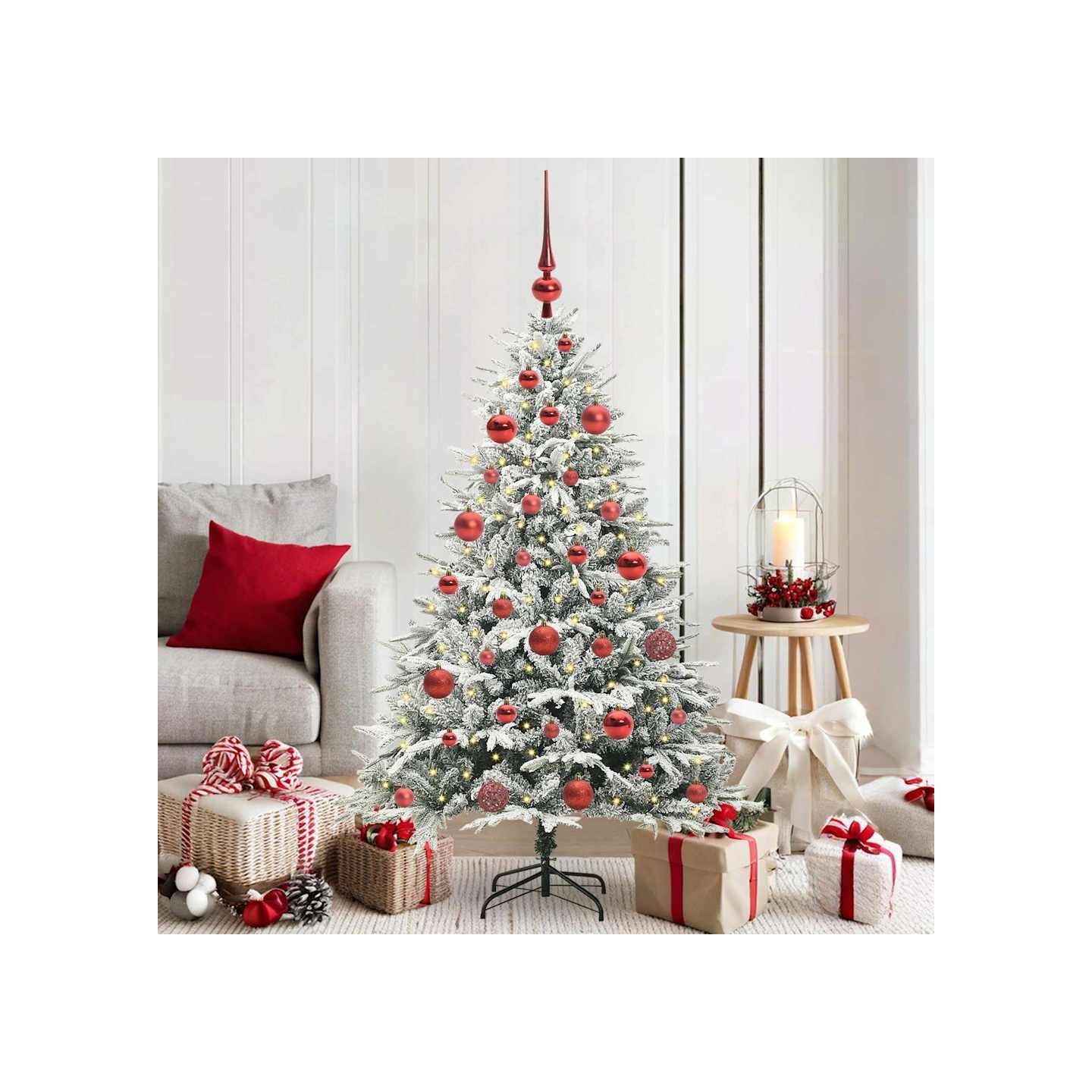 Arbre de Noël artificiel pré-éclairé avec ensemble de boules