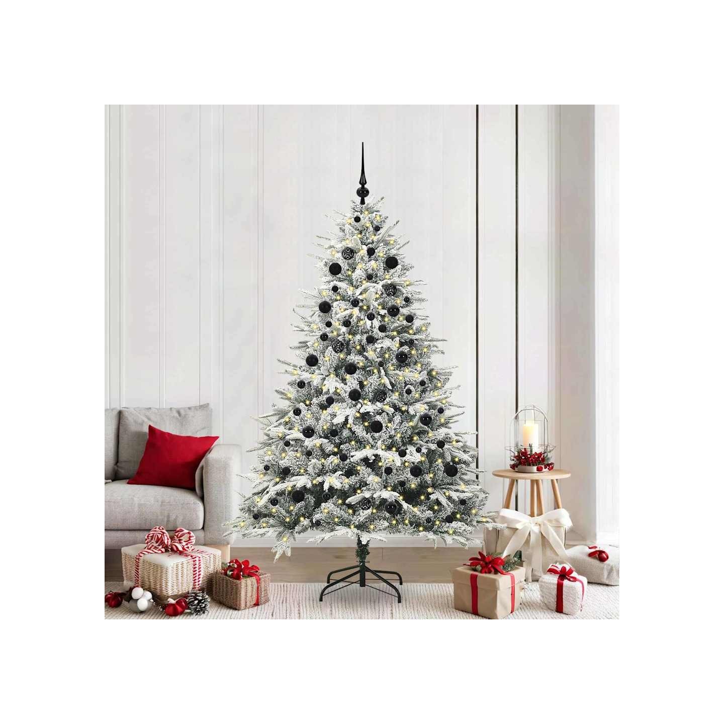 Arbre de Noël artificiel pré-éclairé avec ensemble de boules