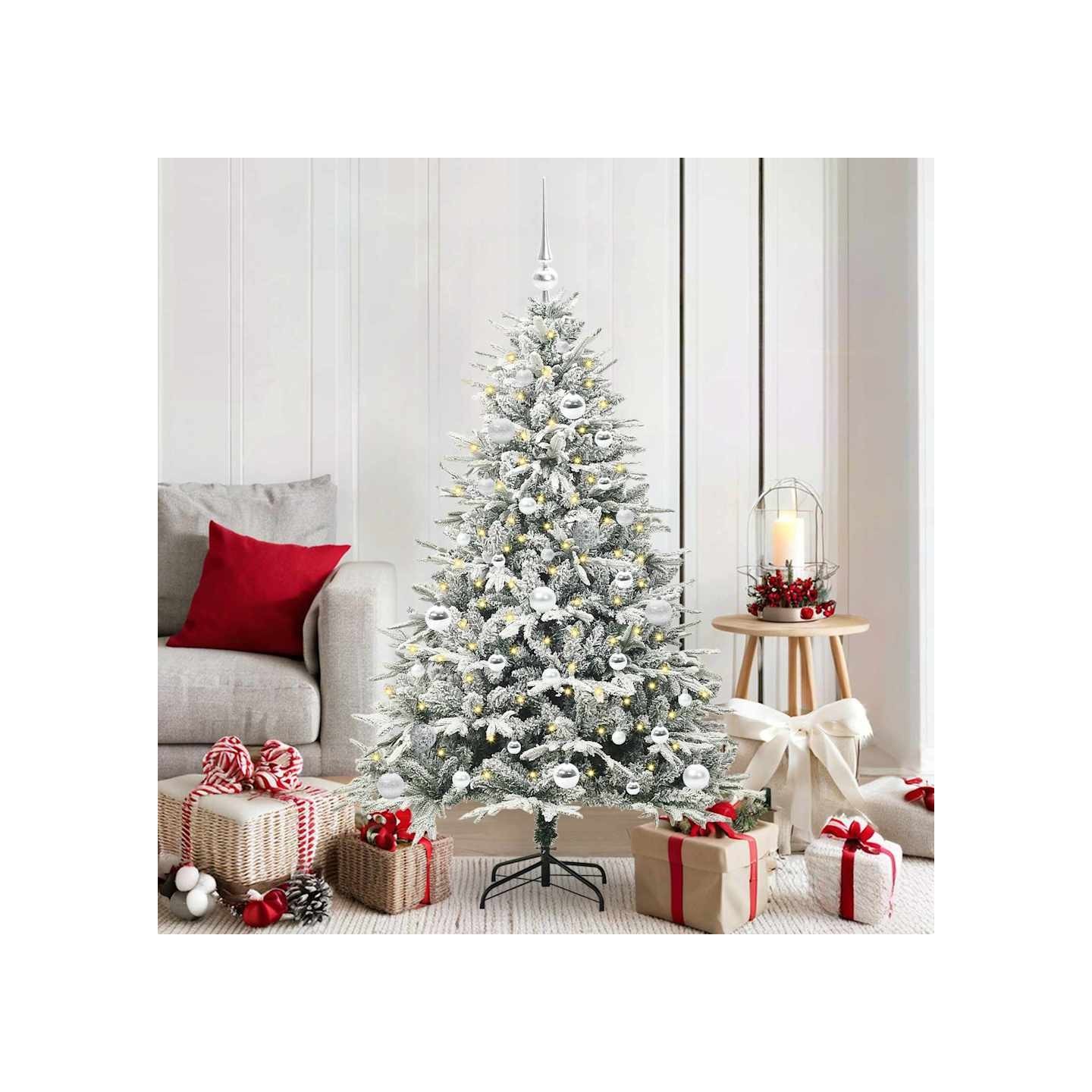 Arbre de Noël artificiel pré-éclairé avec ensemble de boules