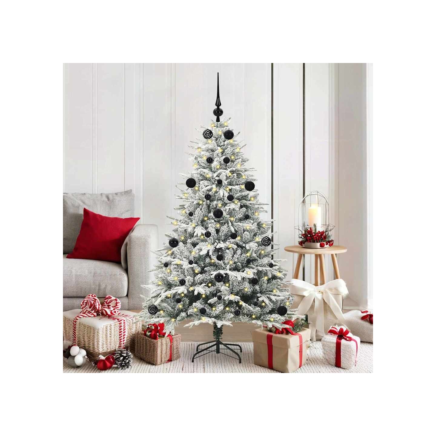 Arbre de Noël artificiel pré-éclairé avec ensemble de boules