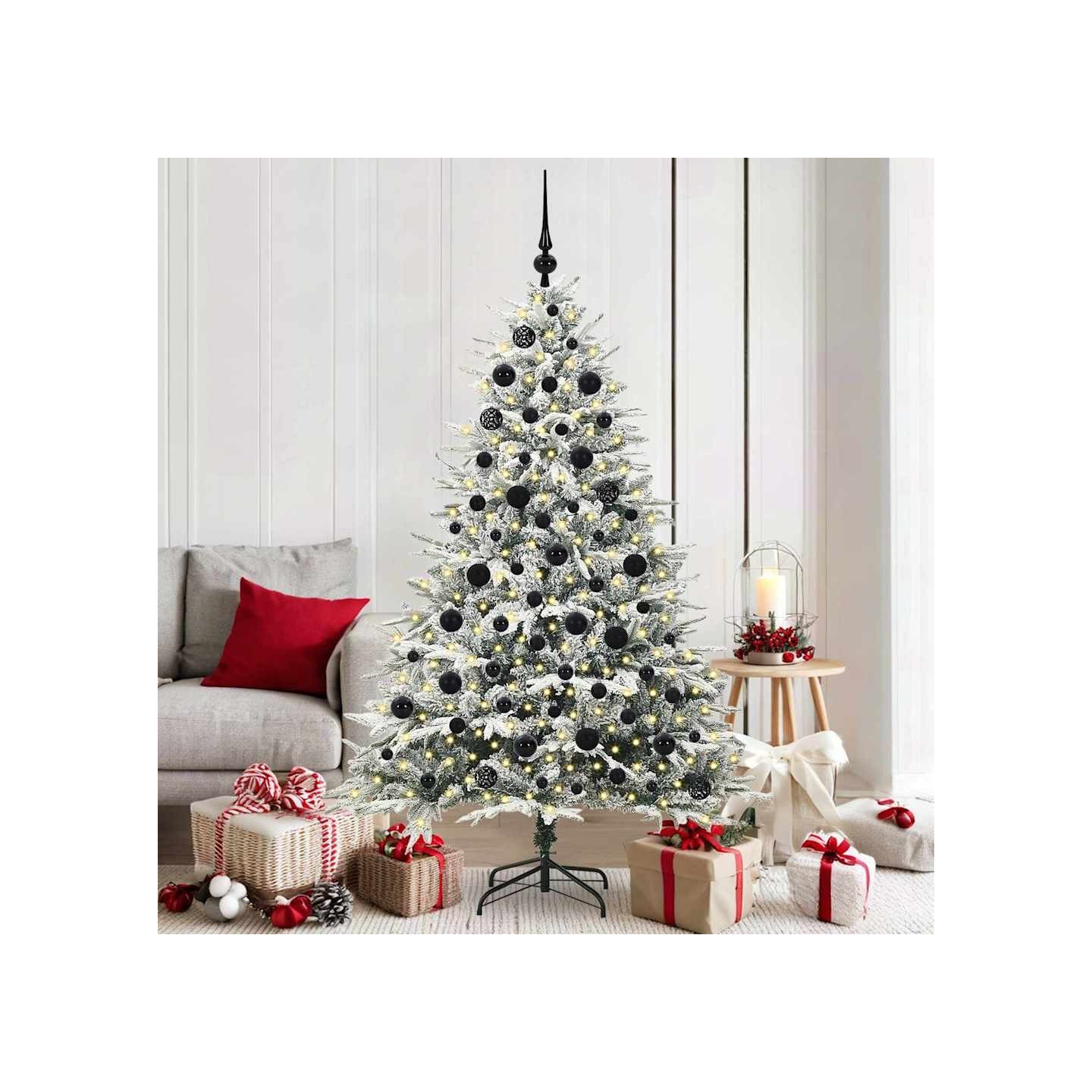 Arbre de Noël artificiel pré-éclairé avec ensemble de boules