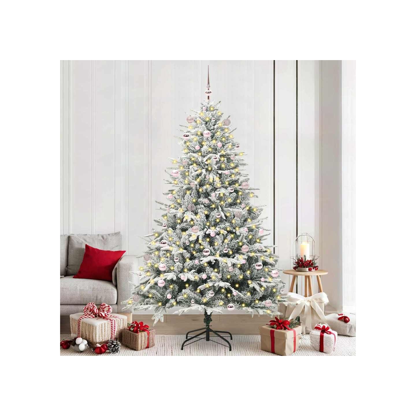 Arbre de Noël artificiel pré-éclairé avec ensemble de boules