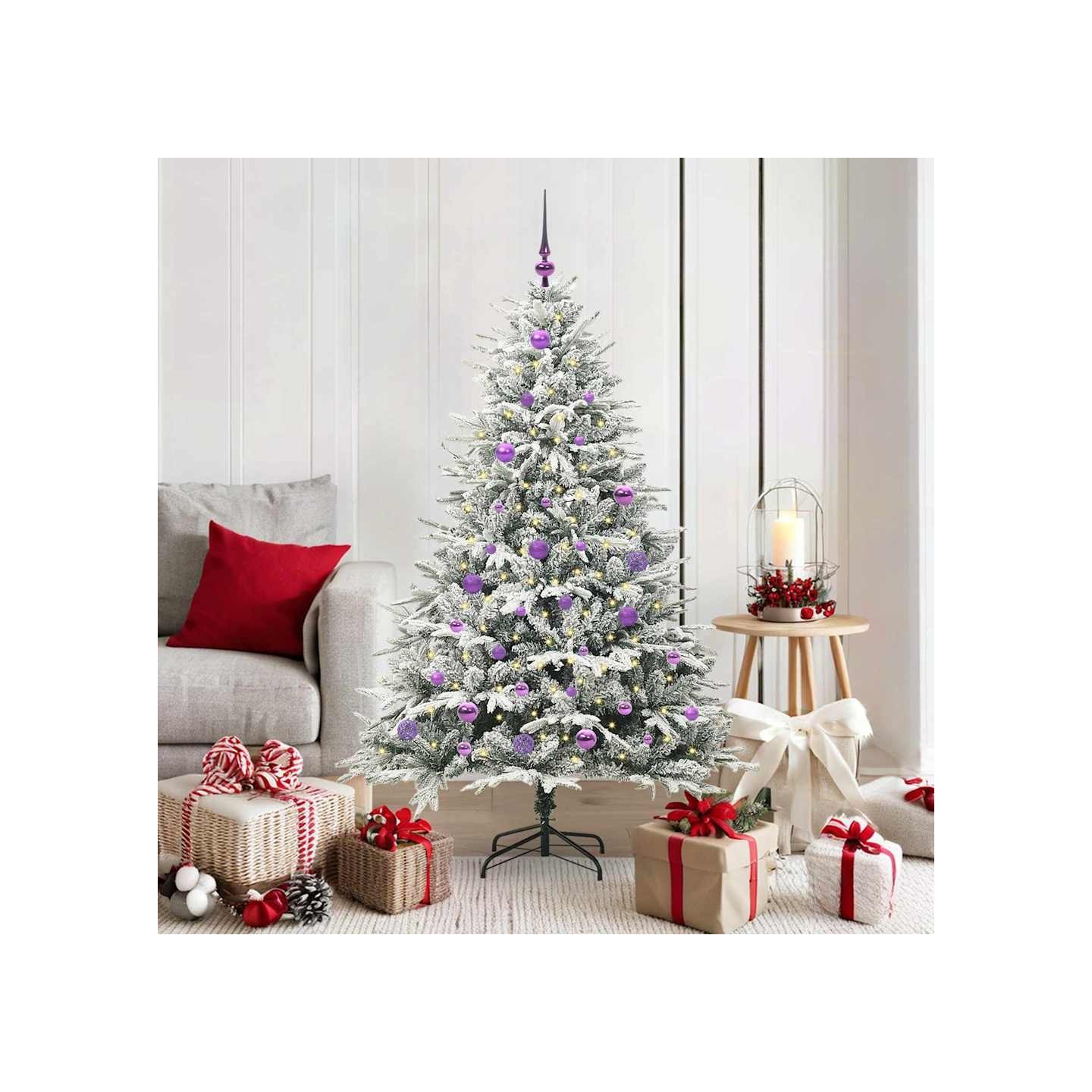Arbre de Noël artificiel pré-éclairé avec ensemble de boules