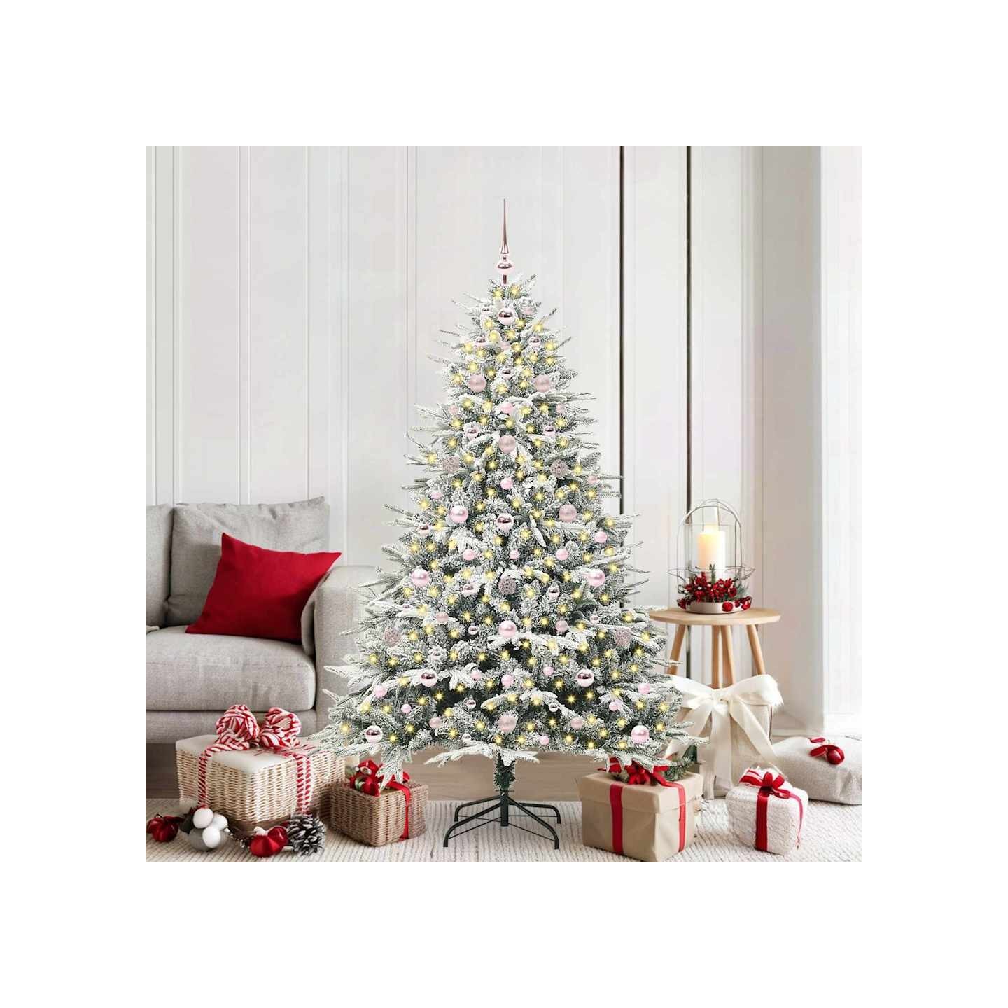 Arbre de Noël artificiel pré-éclairé avec ensemble de boules