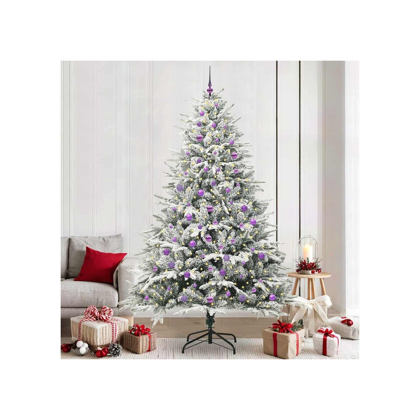 Arbre de Noël artificiel pré-éclairé avec ensemble de boules