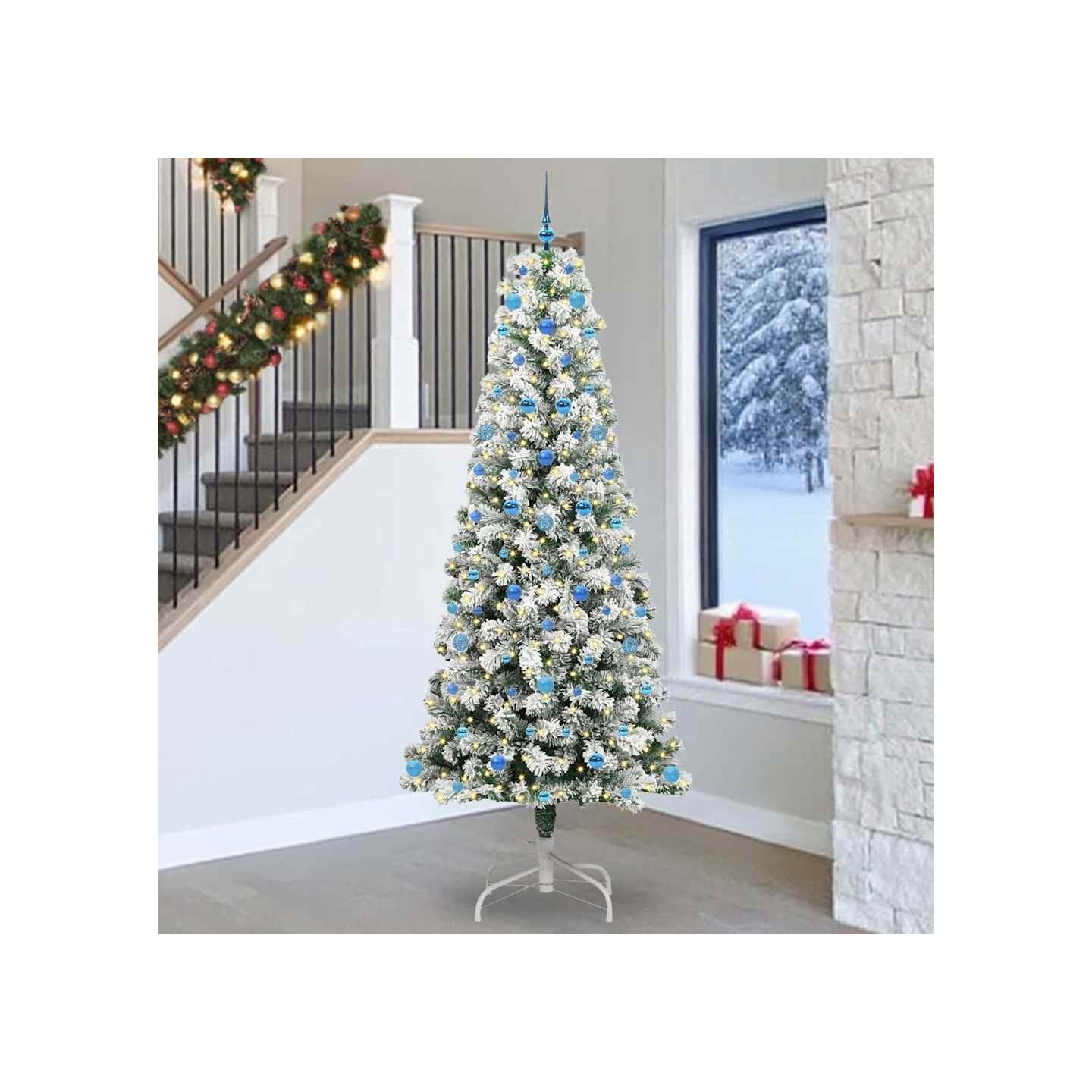 Sapin de Noël Artificiel à Branches Articulées Vert et blanc