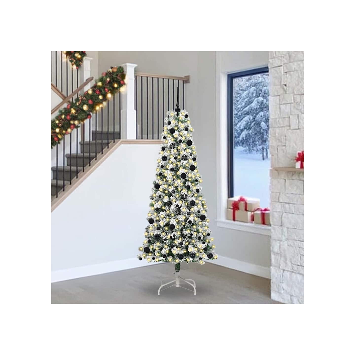 Sapin de Noël Artificiel à Branches Articulées Vert et blanc