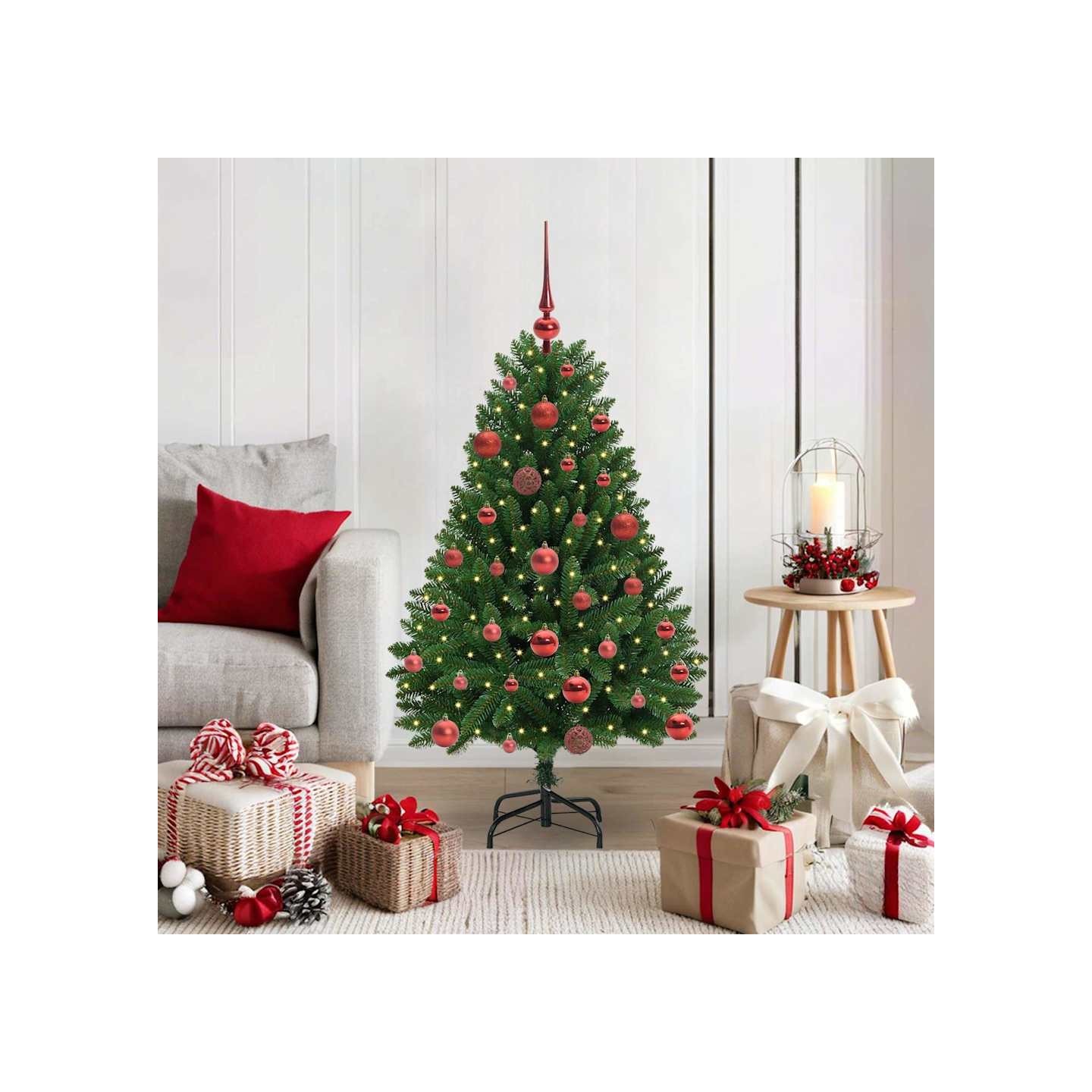 Sapin de Noël artificiel 120 cm 150 LED Blanc chaud Vert