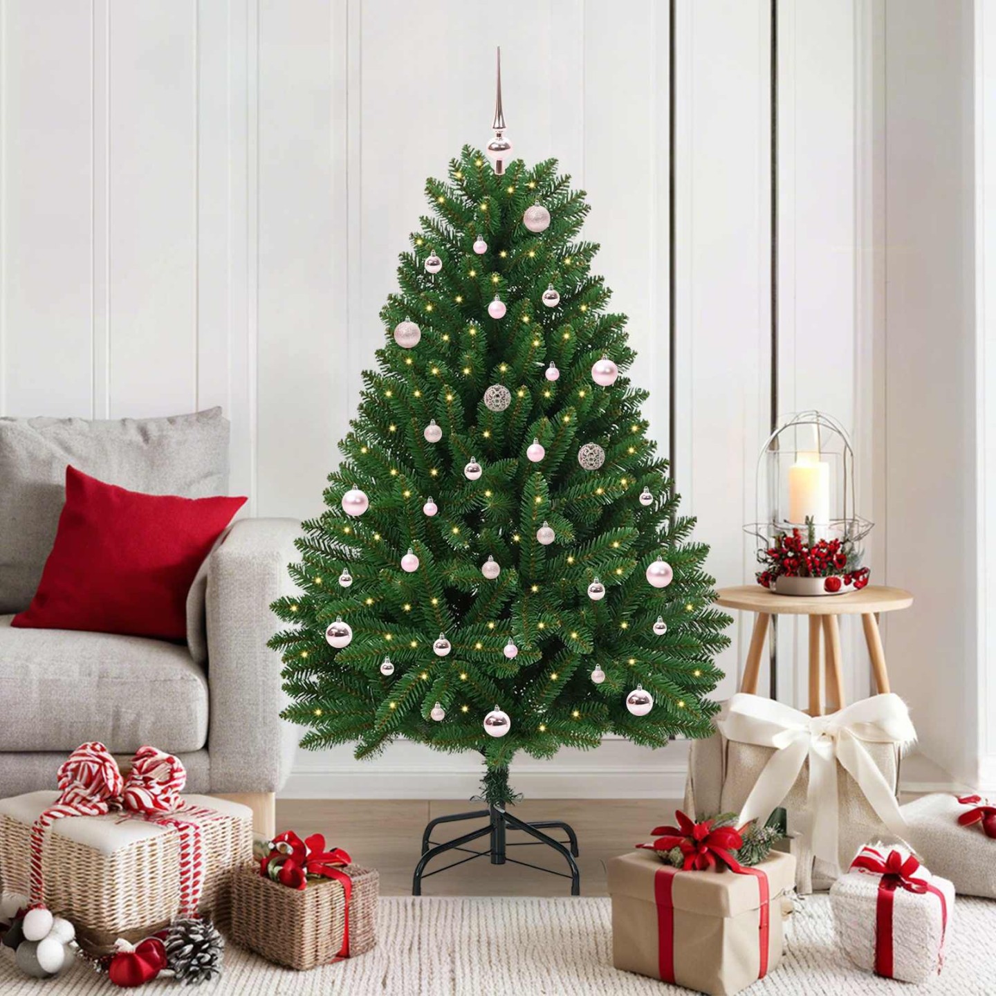 Sapin de Noël artificiel 150 cm 150 LED Blanc chaud Vert