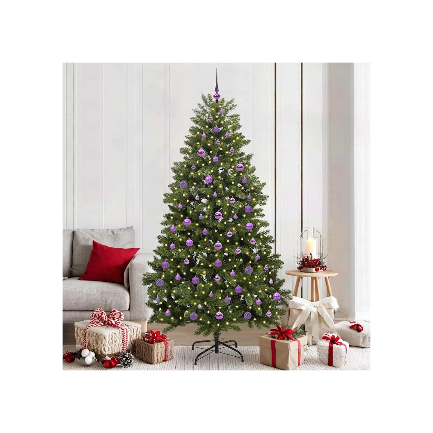 Sapin de Noël artificiel 210 cm 300 LED Blanc chaud Vert