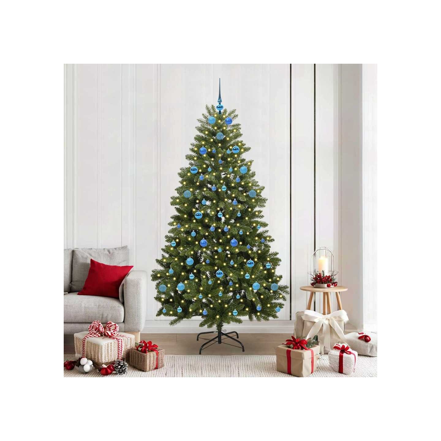 Sapin de Noël artificiel 210 cm 300 LED Blanc chaud Vert