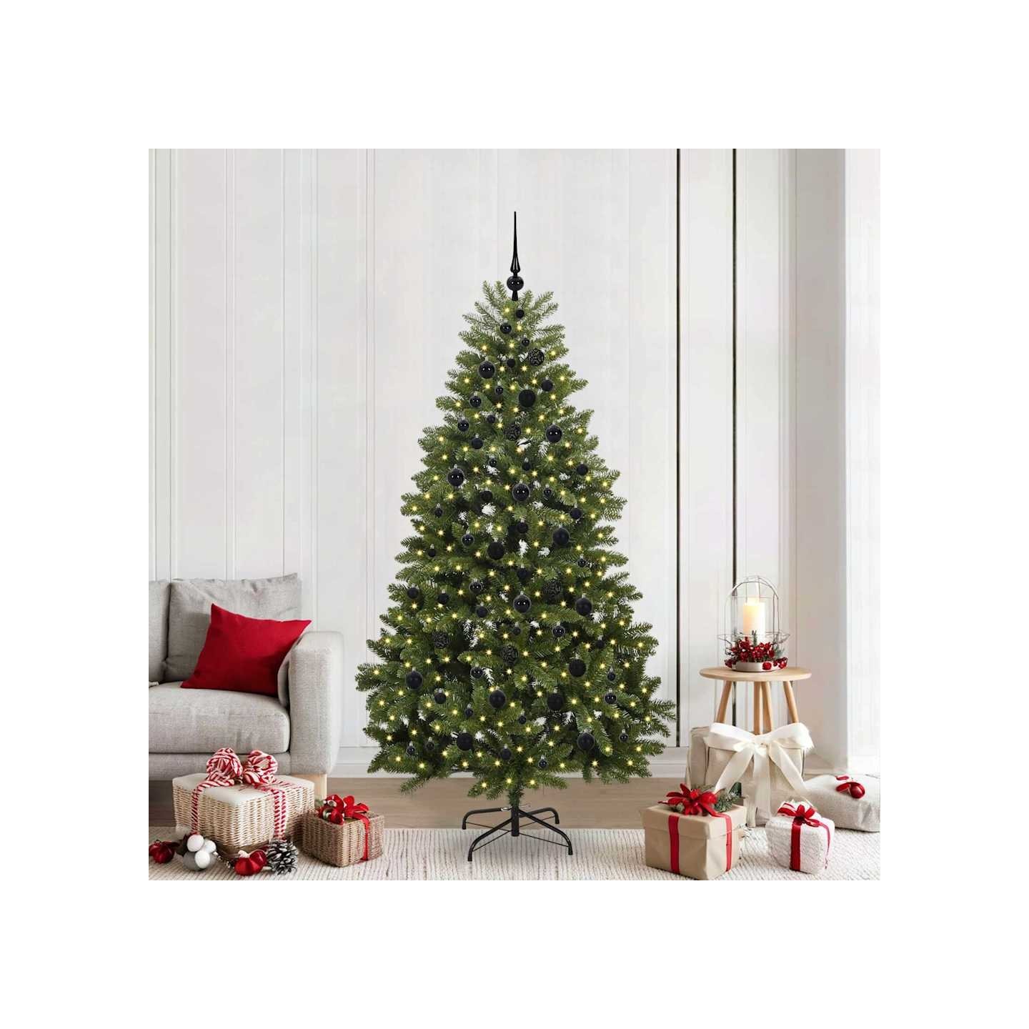 Sapin de Noël artificiel 210 cm 300 LED Blanc chaud Vert