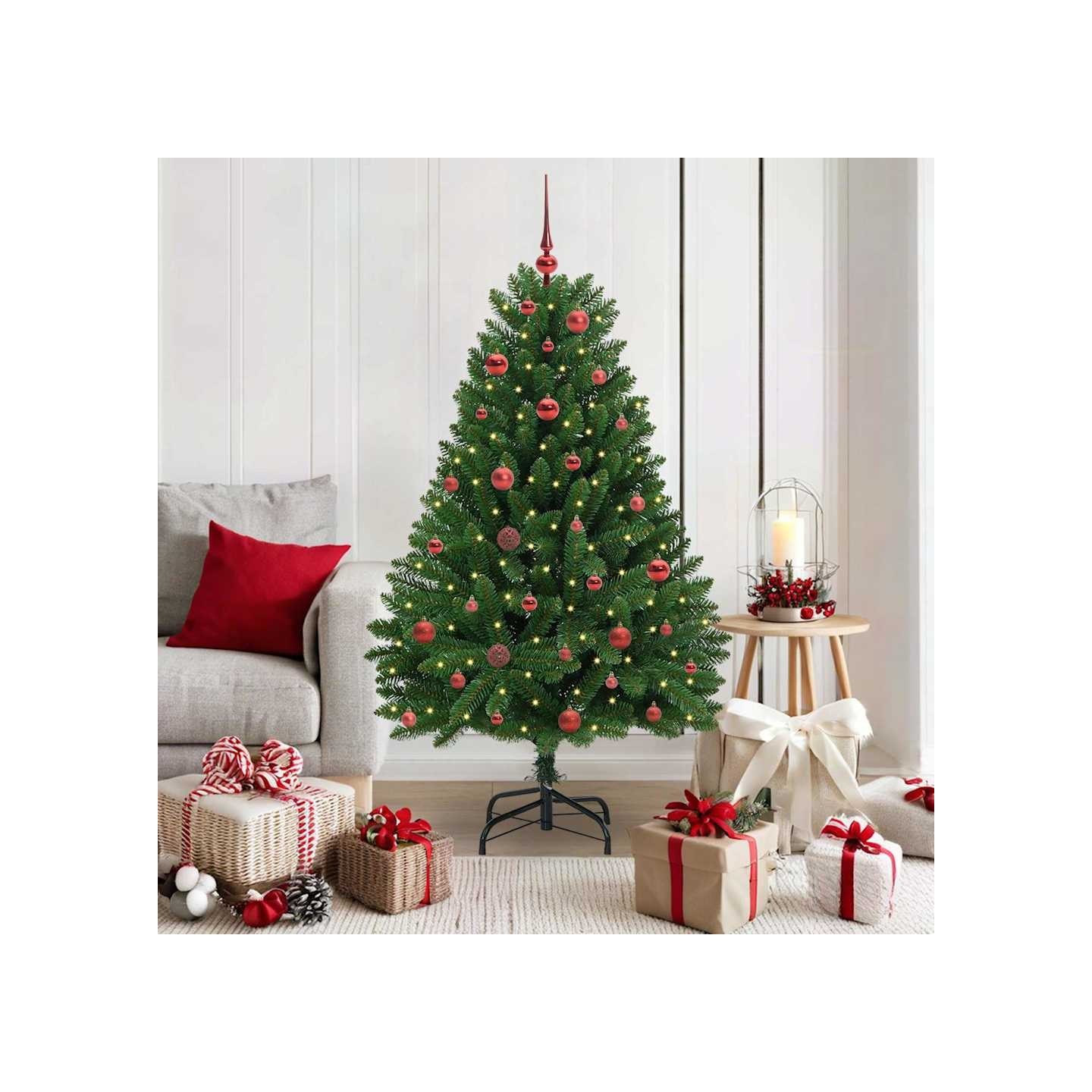 Sapin de Noël artificiel 150 cm 150 LED Blanc chaud Vert