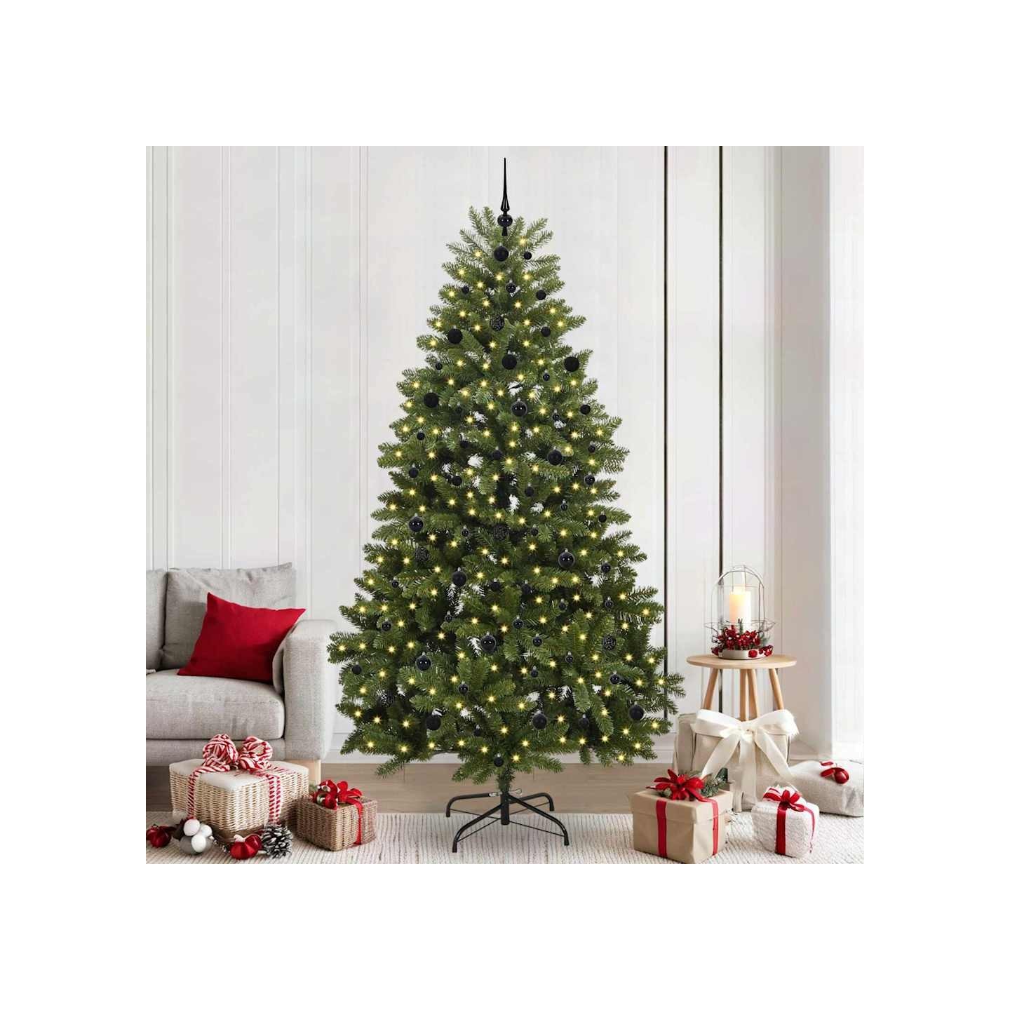Sapin de Noël artificiel 240 cm 300 LED Blanc chaud Vert