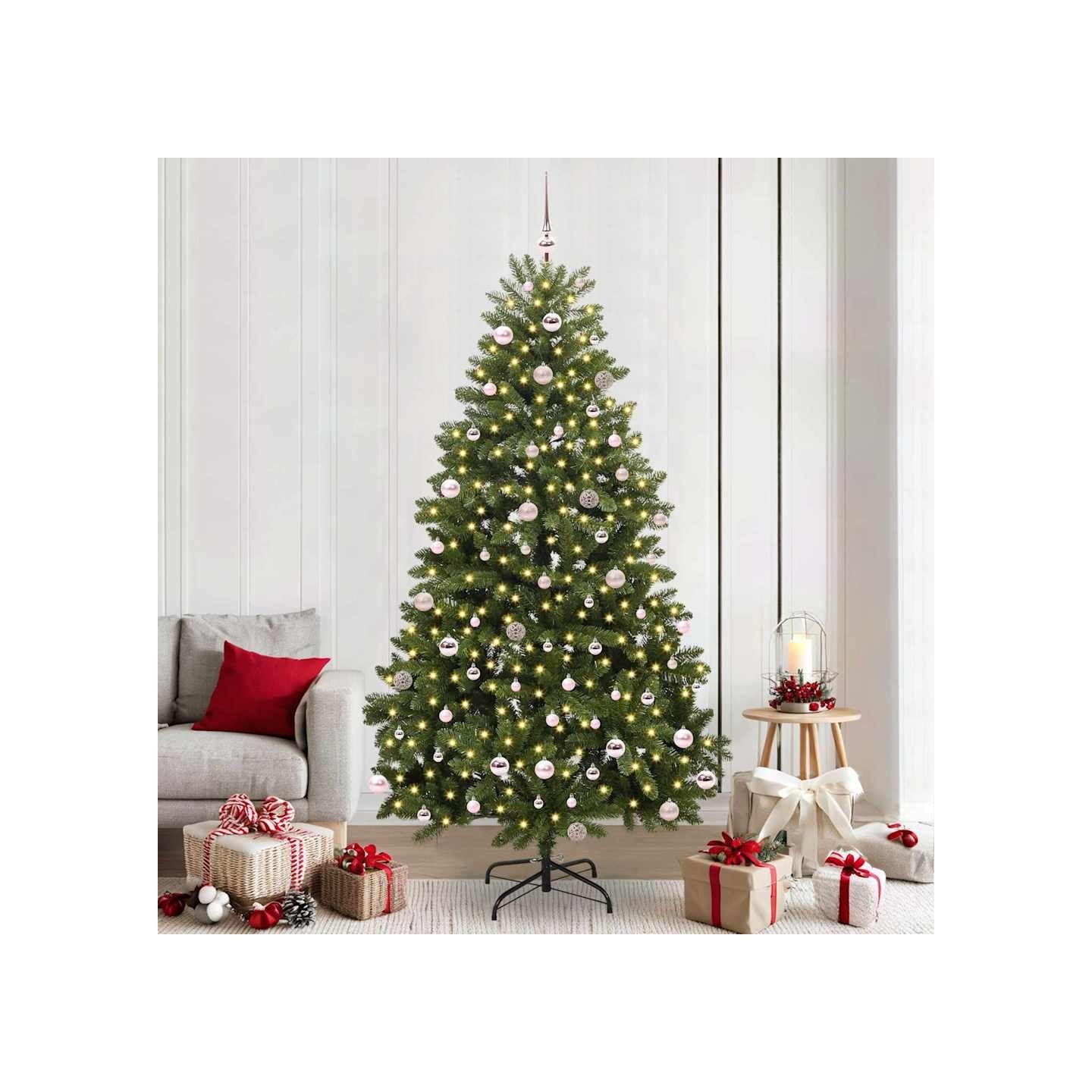Sapin de Noël artificiel 240 cm 300 LED Blanc chaud Vert