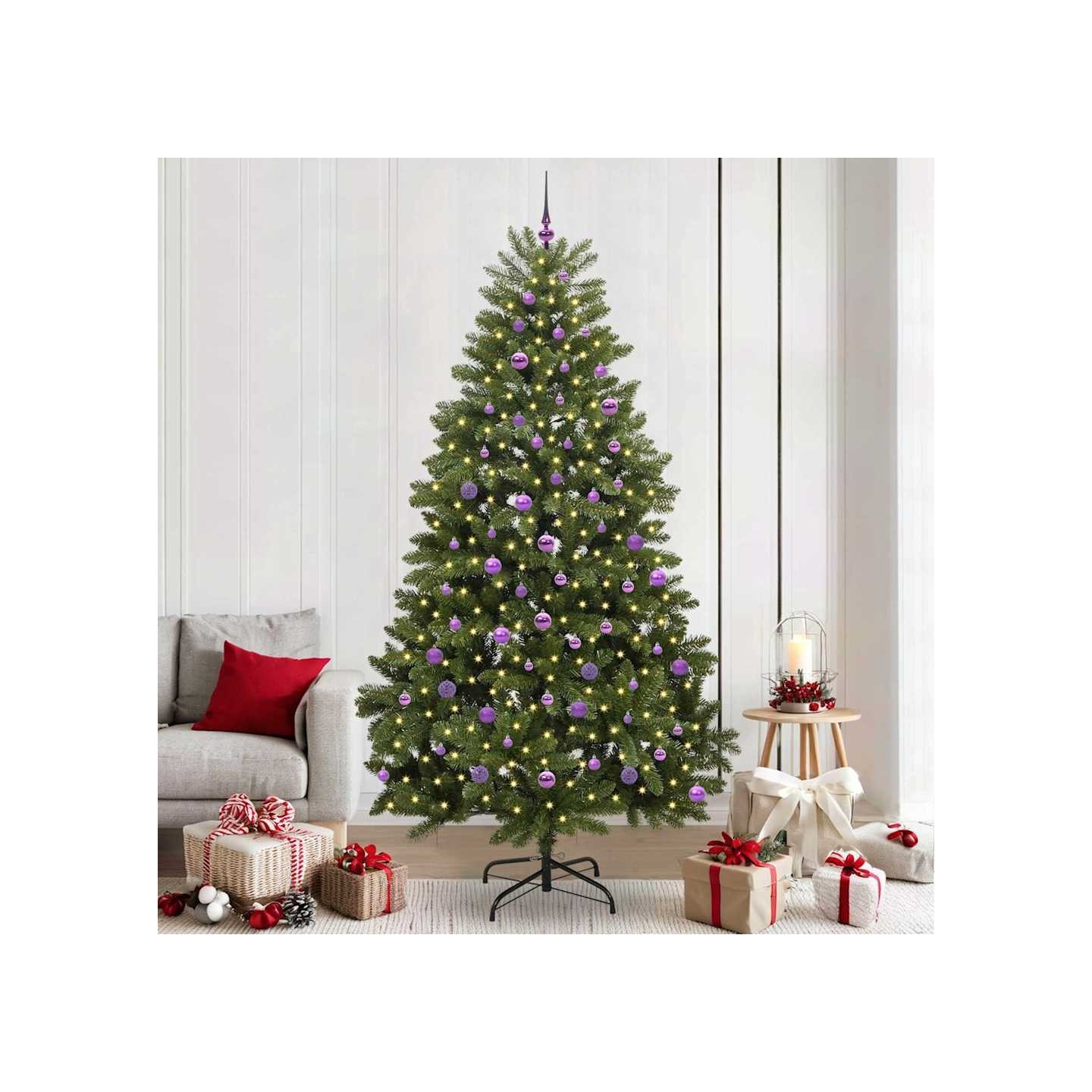 Sapin de Noël artificiel 240 cm 300 LED Blanc chaud Vert