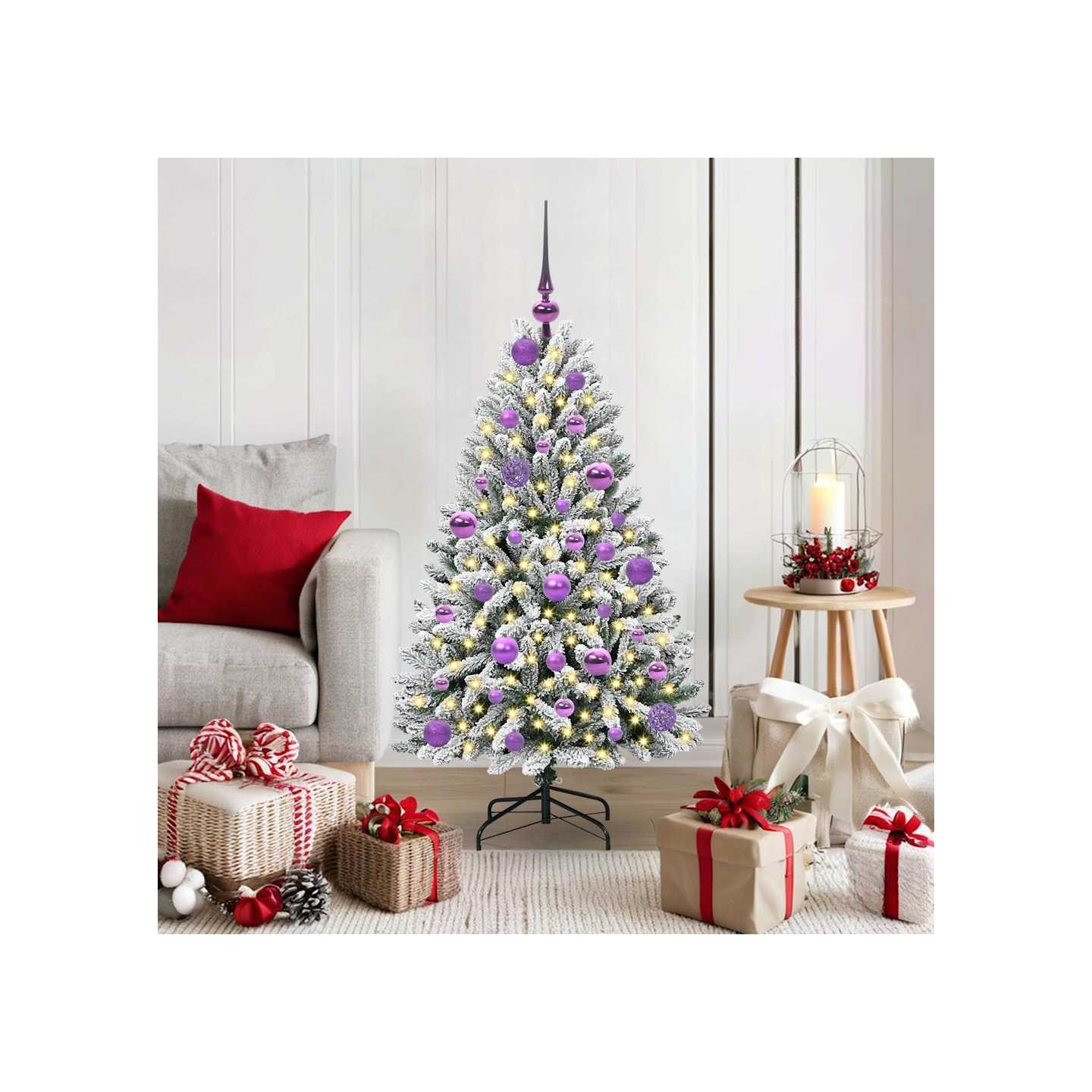 Sapin de Noël artificiel 120 cm 150 LED Blanc chaud