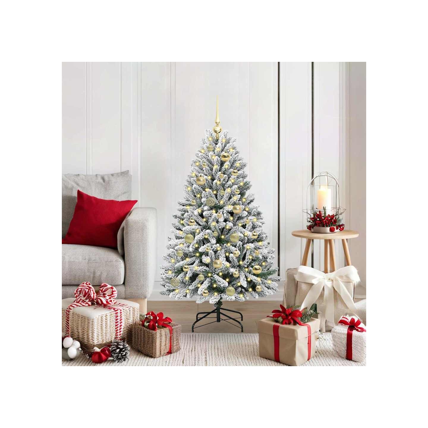 Sapin de Noël artificiel 120 cm 150 LED Blanc chaud