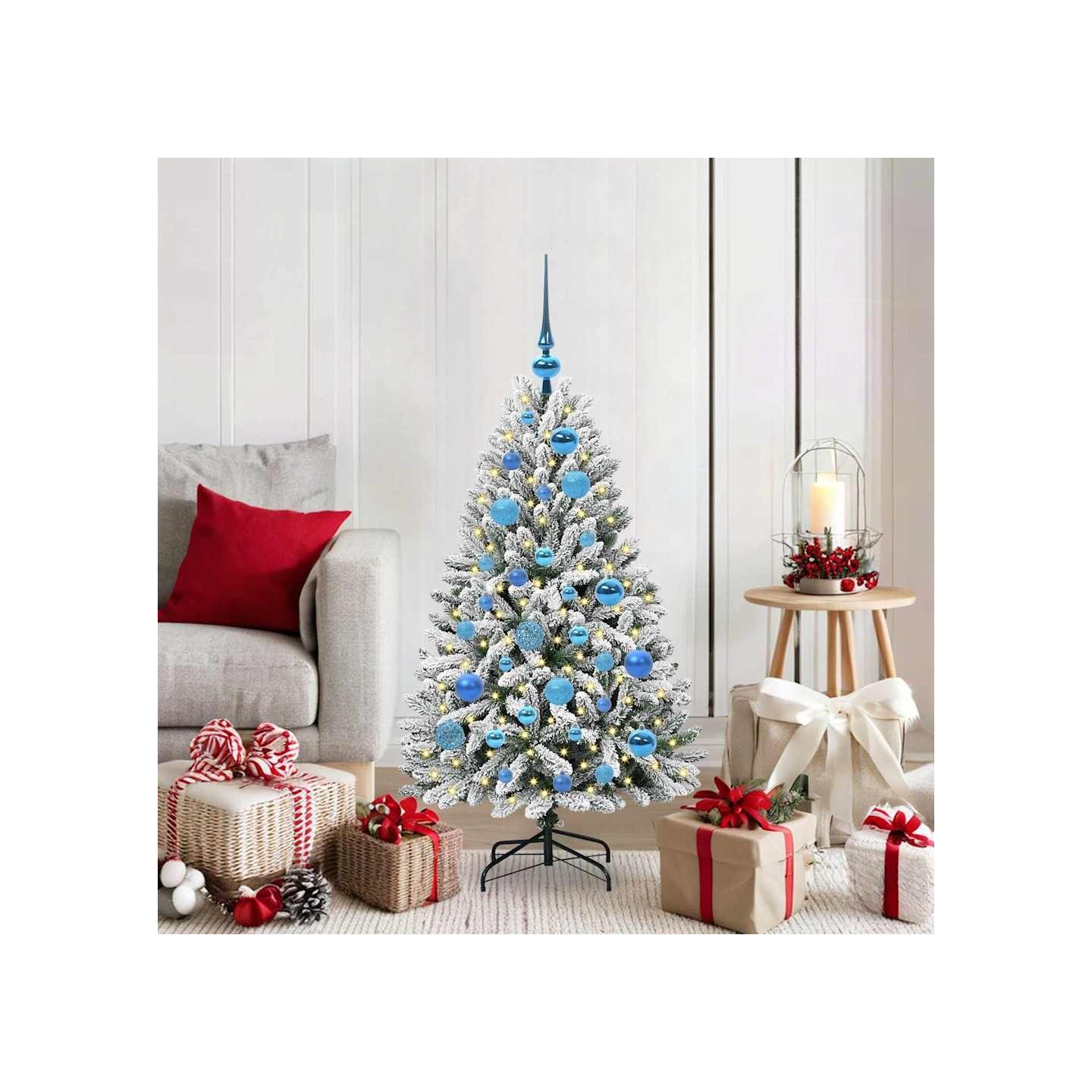 Sapin de Noël artificiel 120 cm 150 LED Blanc chaud