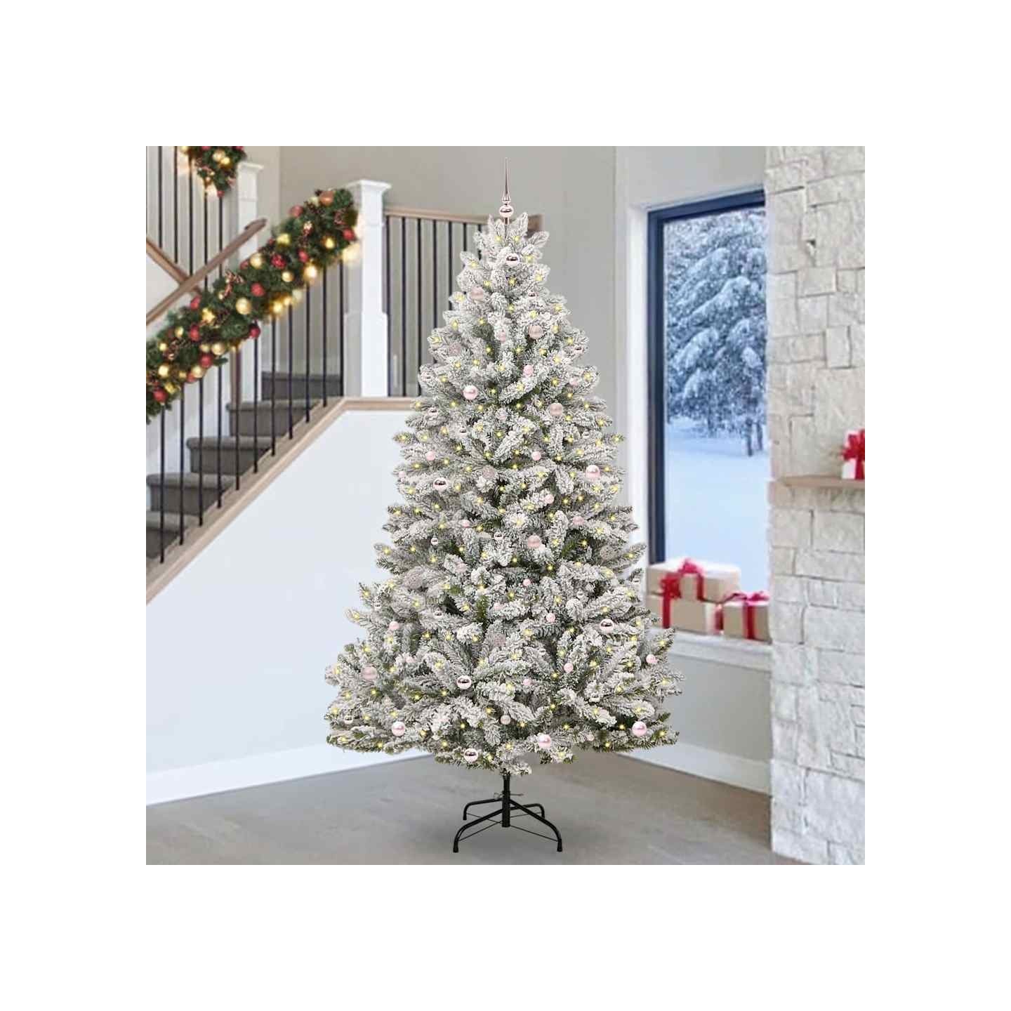 Sapin de Noël artificiel 270 cm 300 LED Blanc chaud