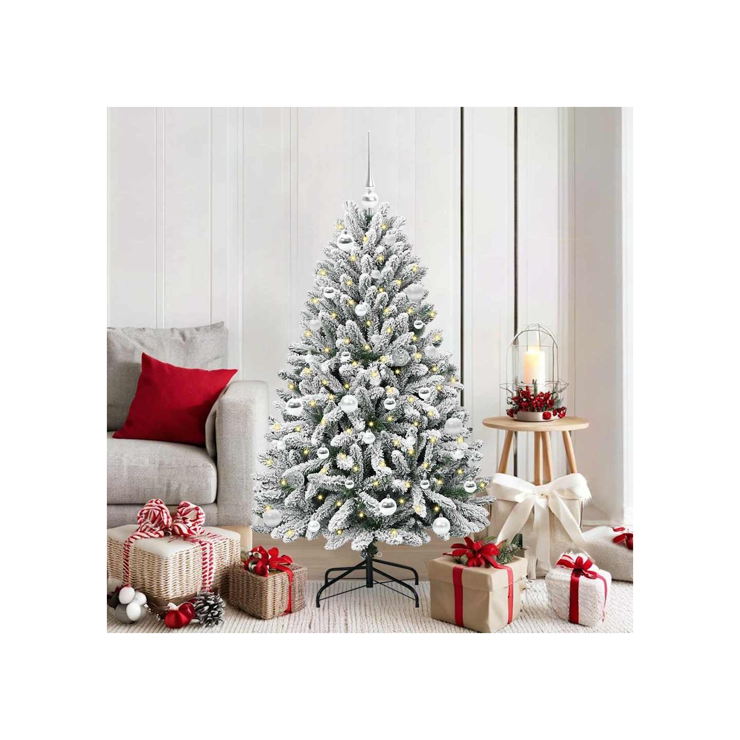 Sapin de Noël artificiel 150 cm 150 LED Blanc chaud