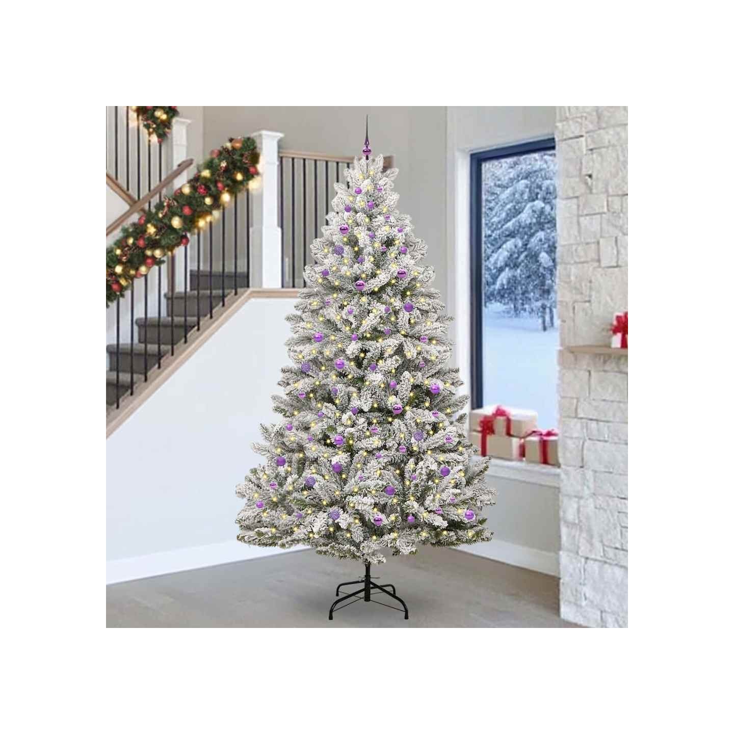 Sapin de Noël artificiel 270 cm 300 LED Blanc chaud
