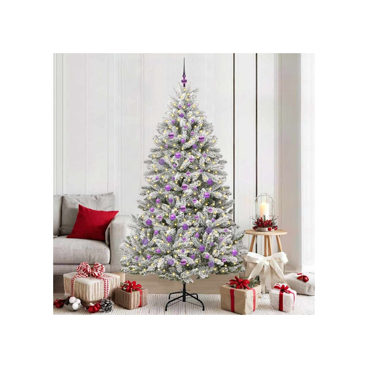 Sapin de Noël artificiel 210 cm 300 LED Blanc chaud