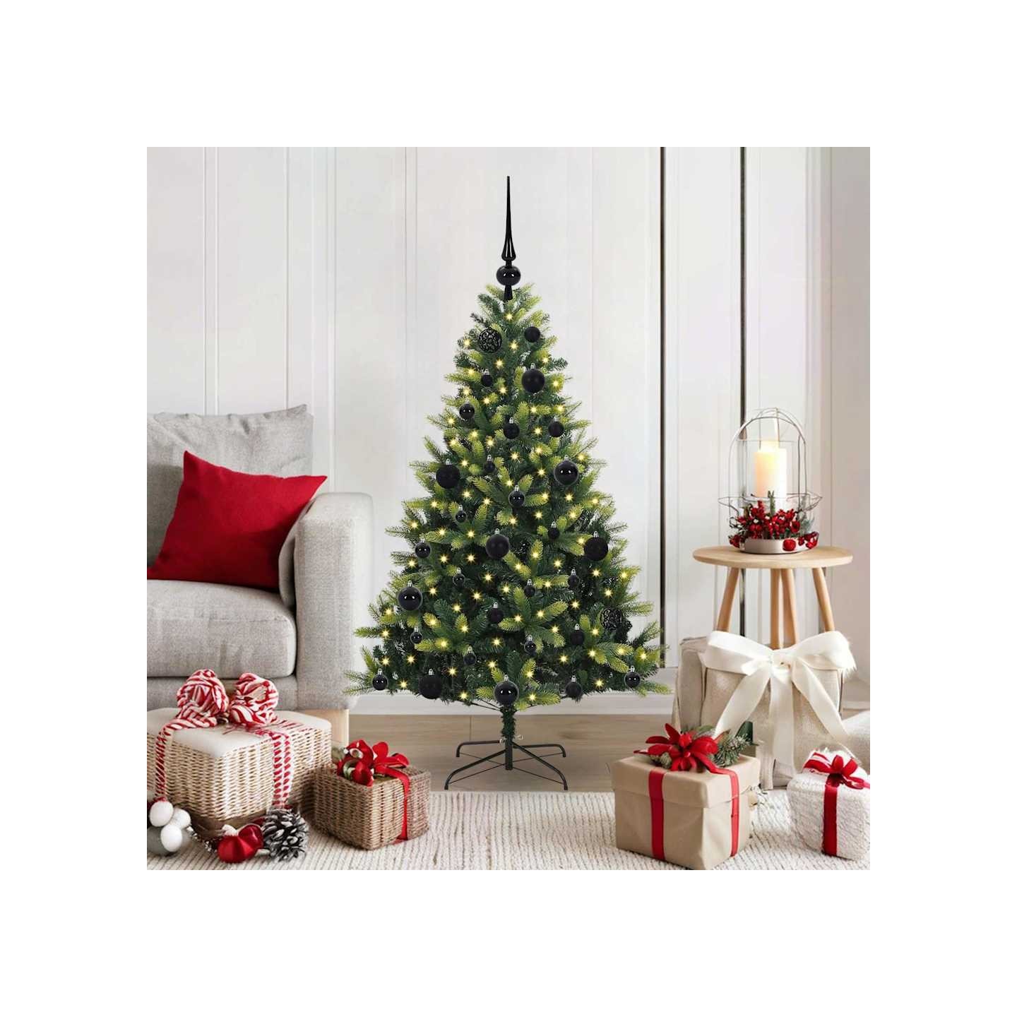 Arbre de Noël artificiel à charnières 150 LED Vert 120 cm